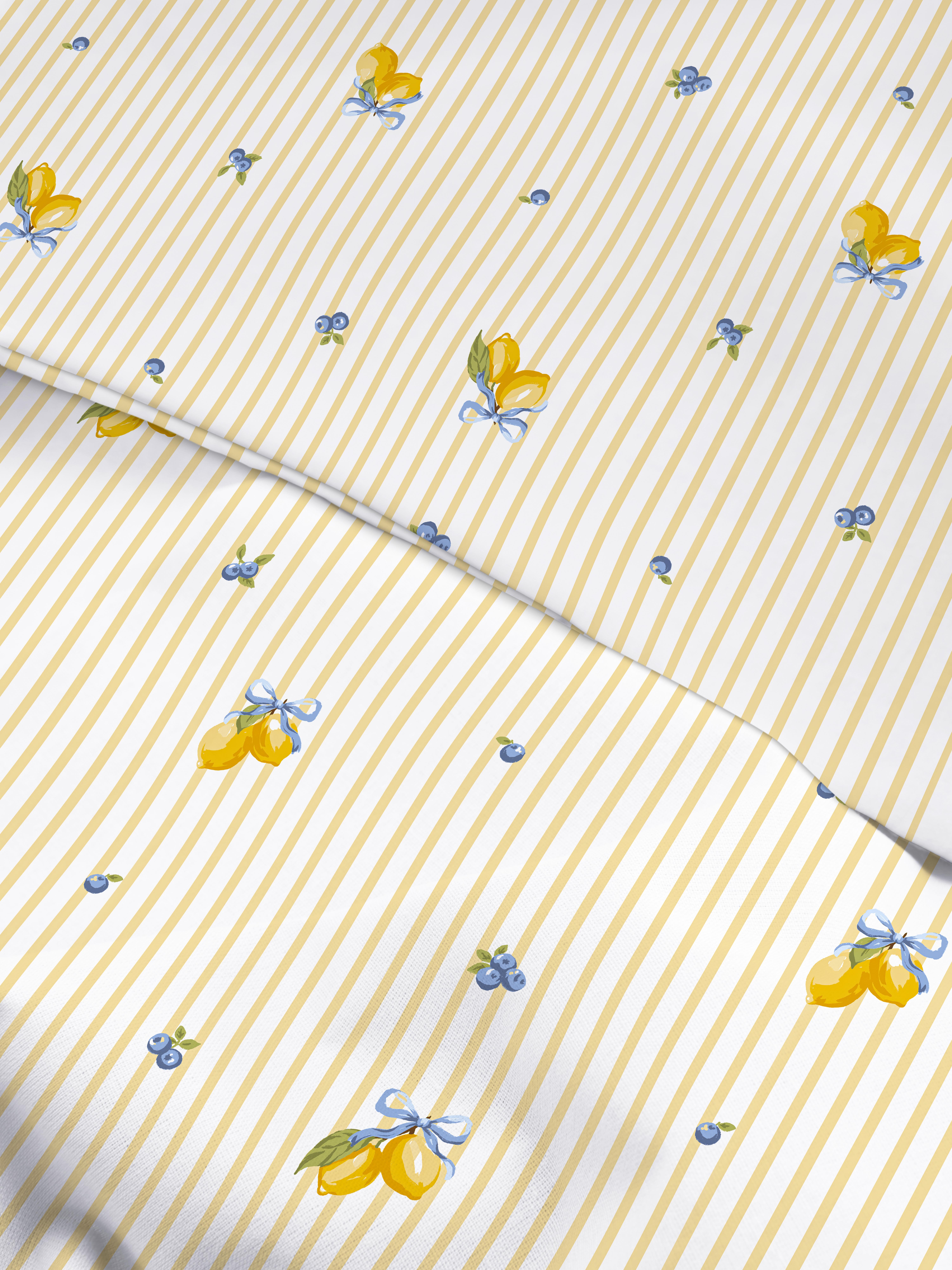 Conjunto capa edredão riscas limão