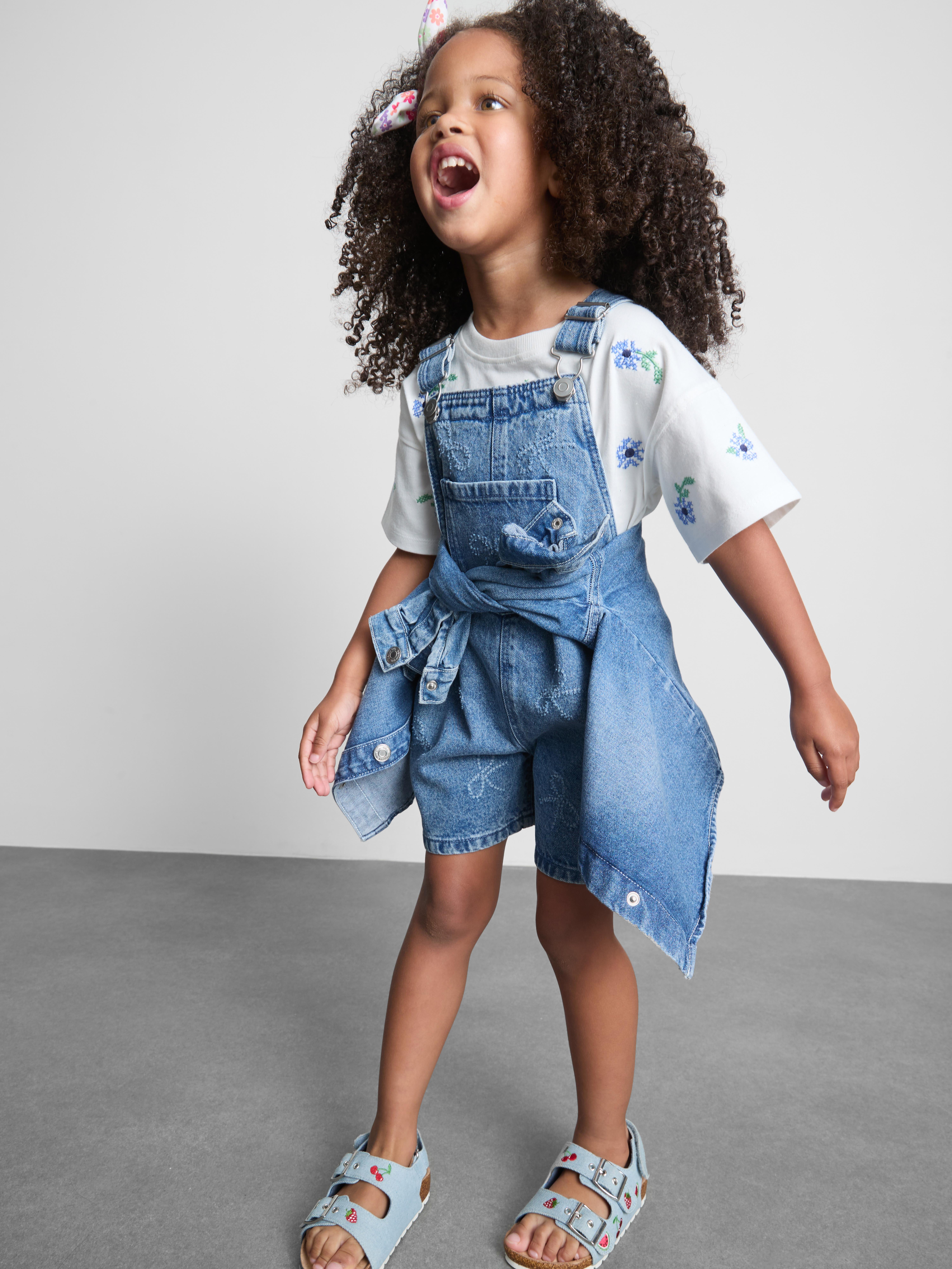 18 mois–9 ans | Salopette en jean à nœud