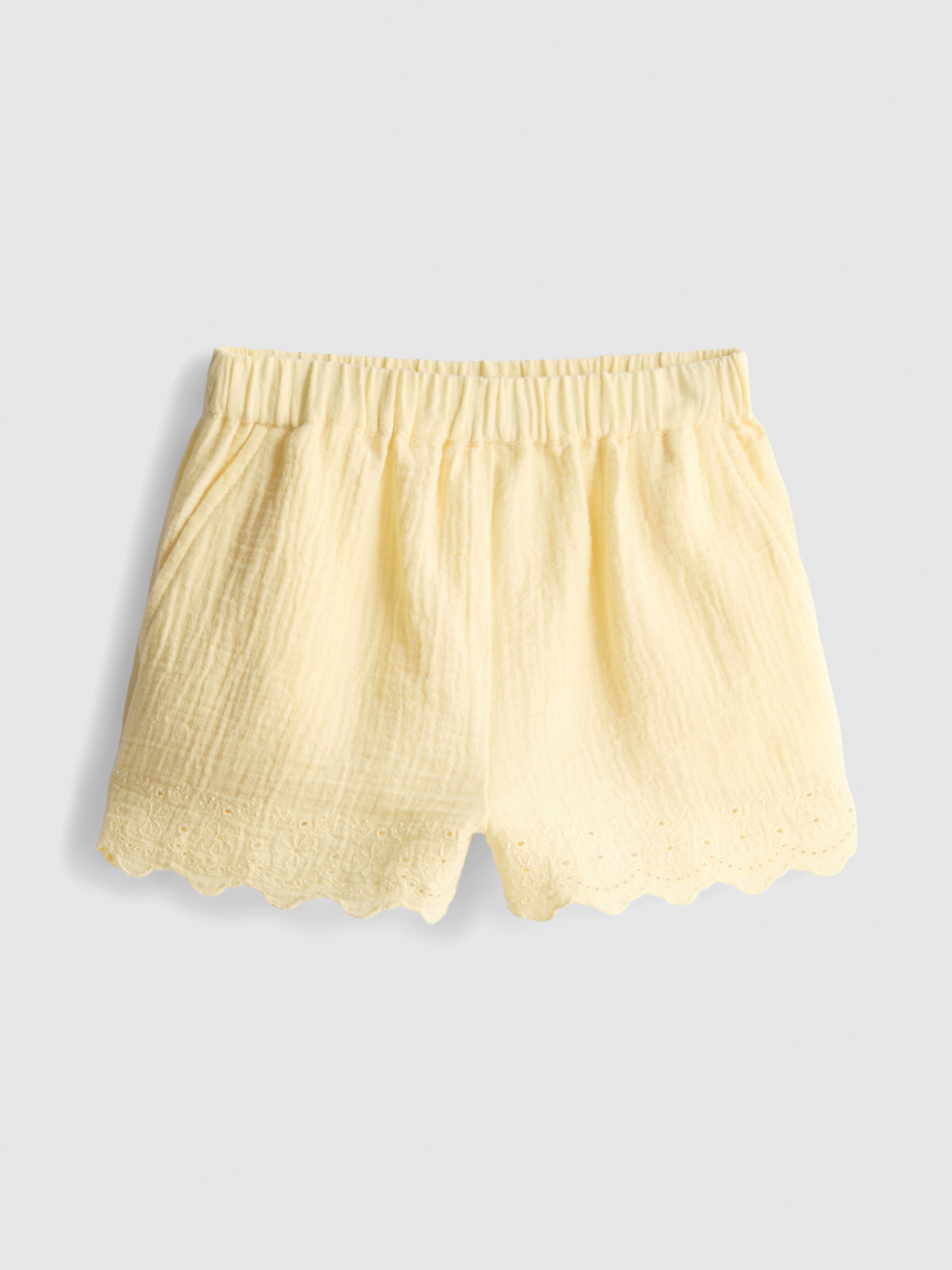 1.5-9yrs | Broderie Anglaise Scallop Trim Shorts