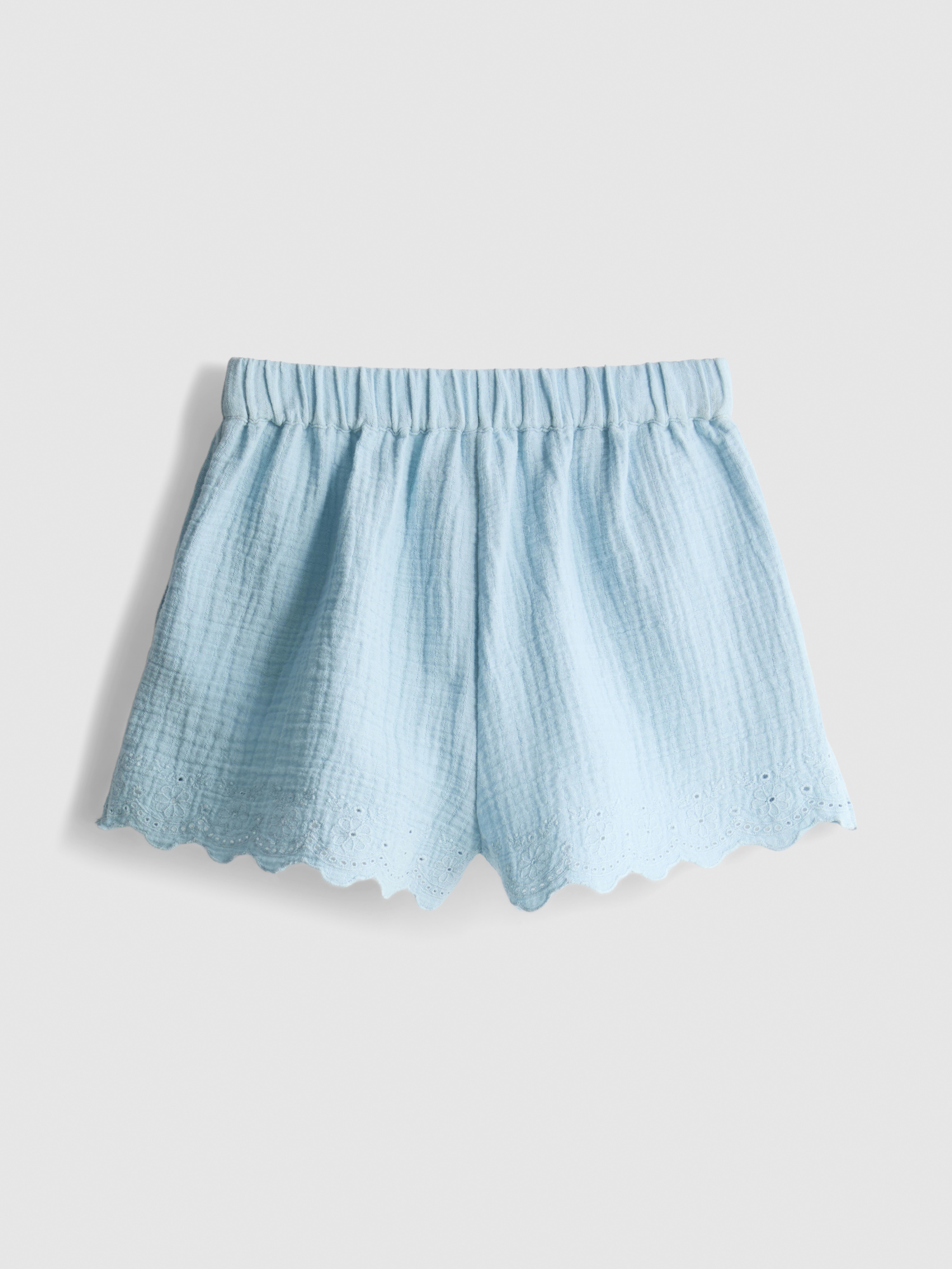 1.5-9yrs | Eyelet Scallop Trim Shorts