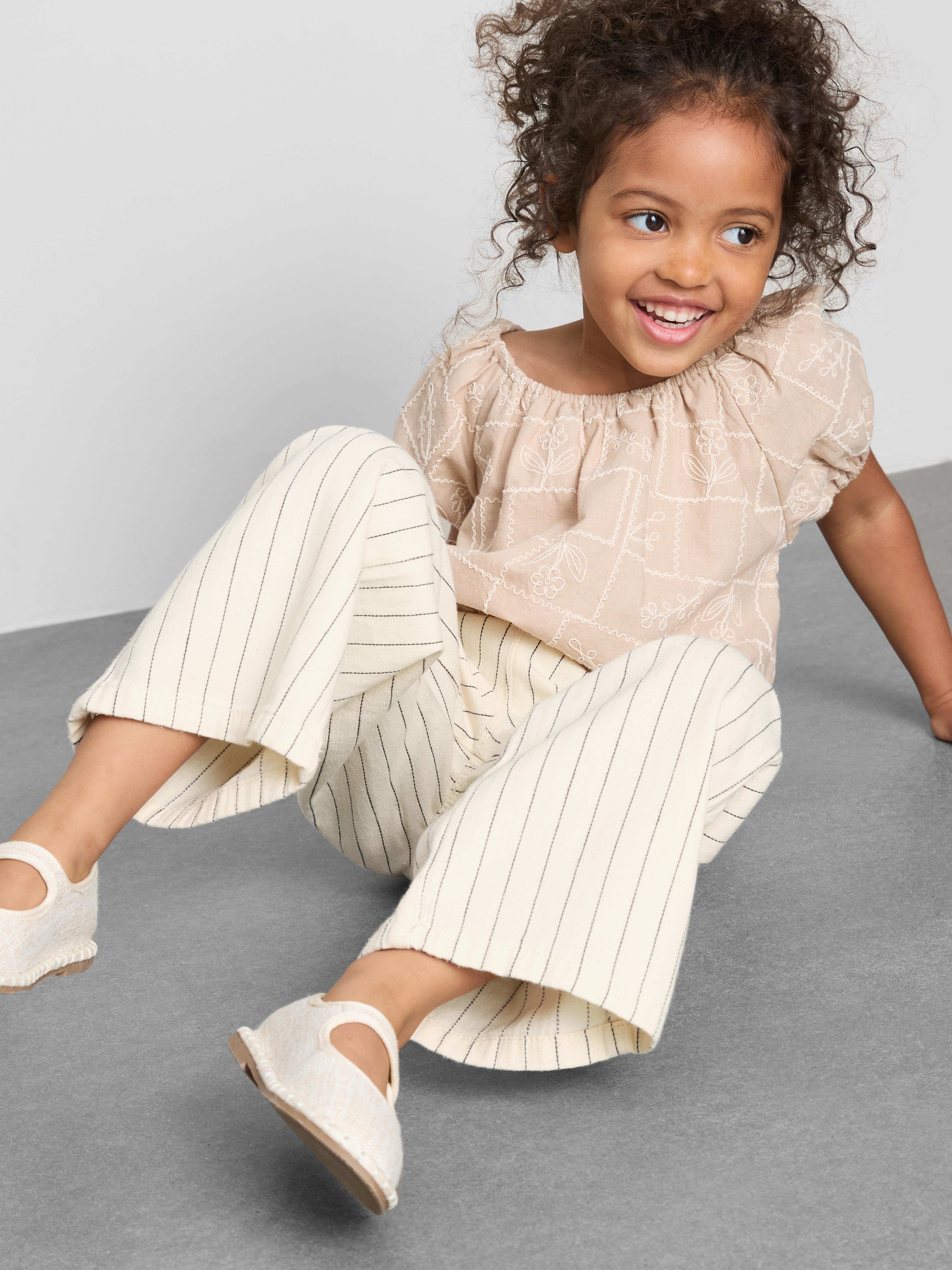 1.5-9yrs | Pinstripe Wide Leg Jeans