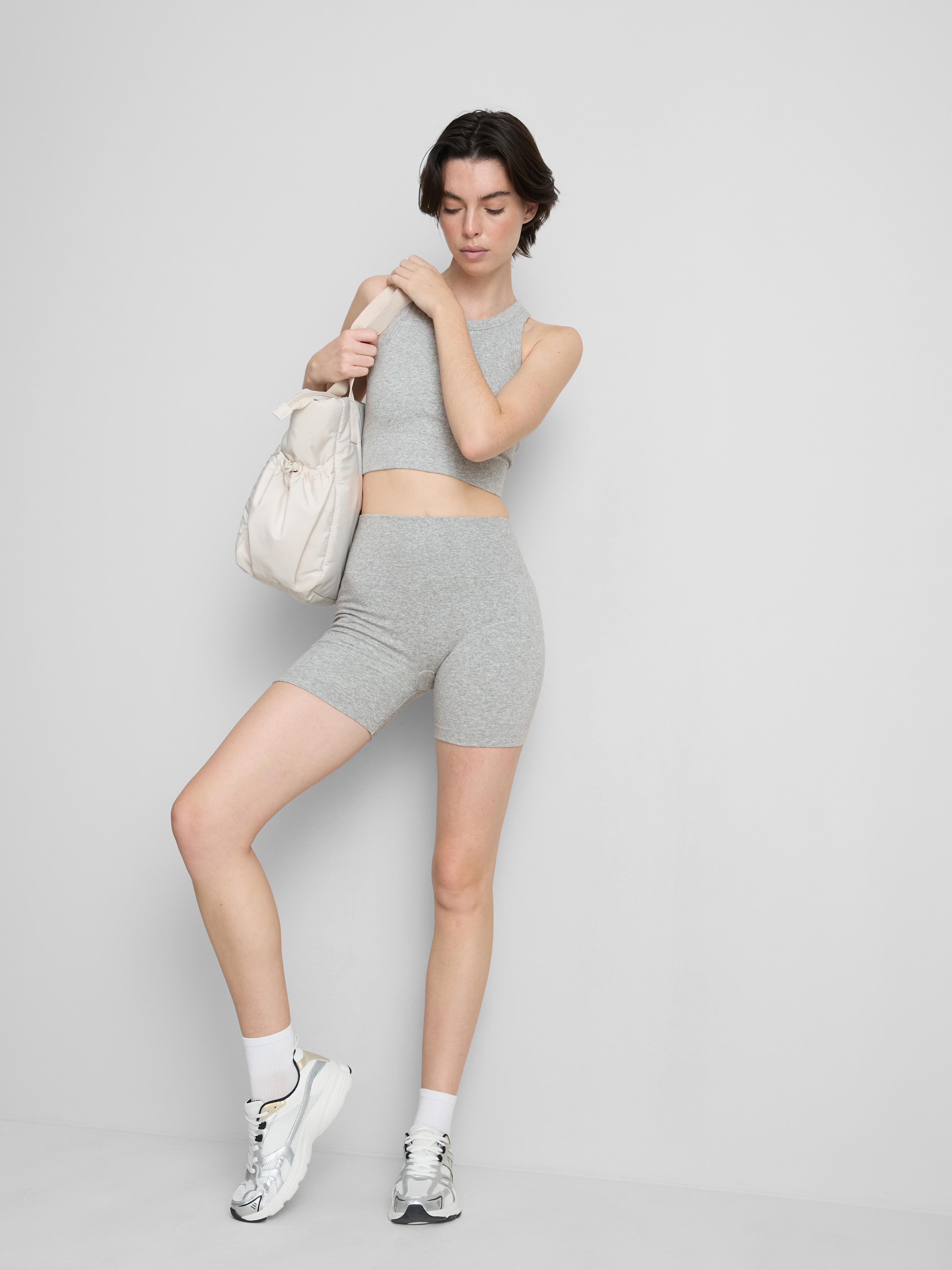 inhzoy Crop Top Corto da Ballo Donna Metallico Lucido Canotta Sportiva