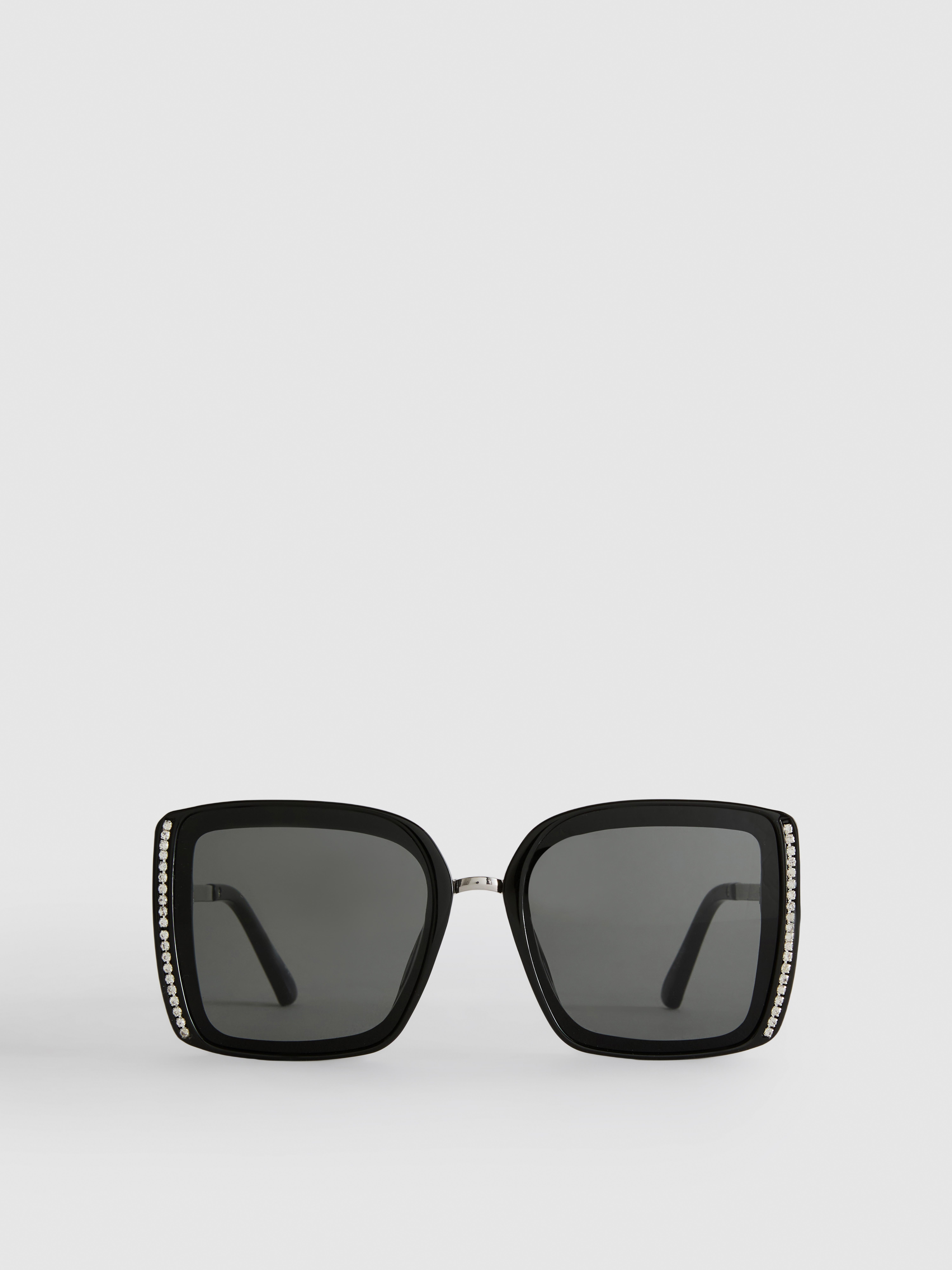 Lunettes de soleil rectangulaires oversize à strass
