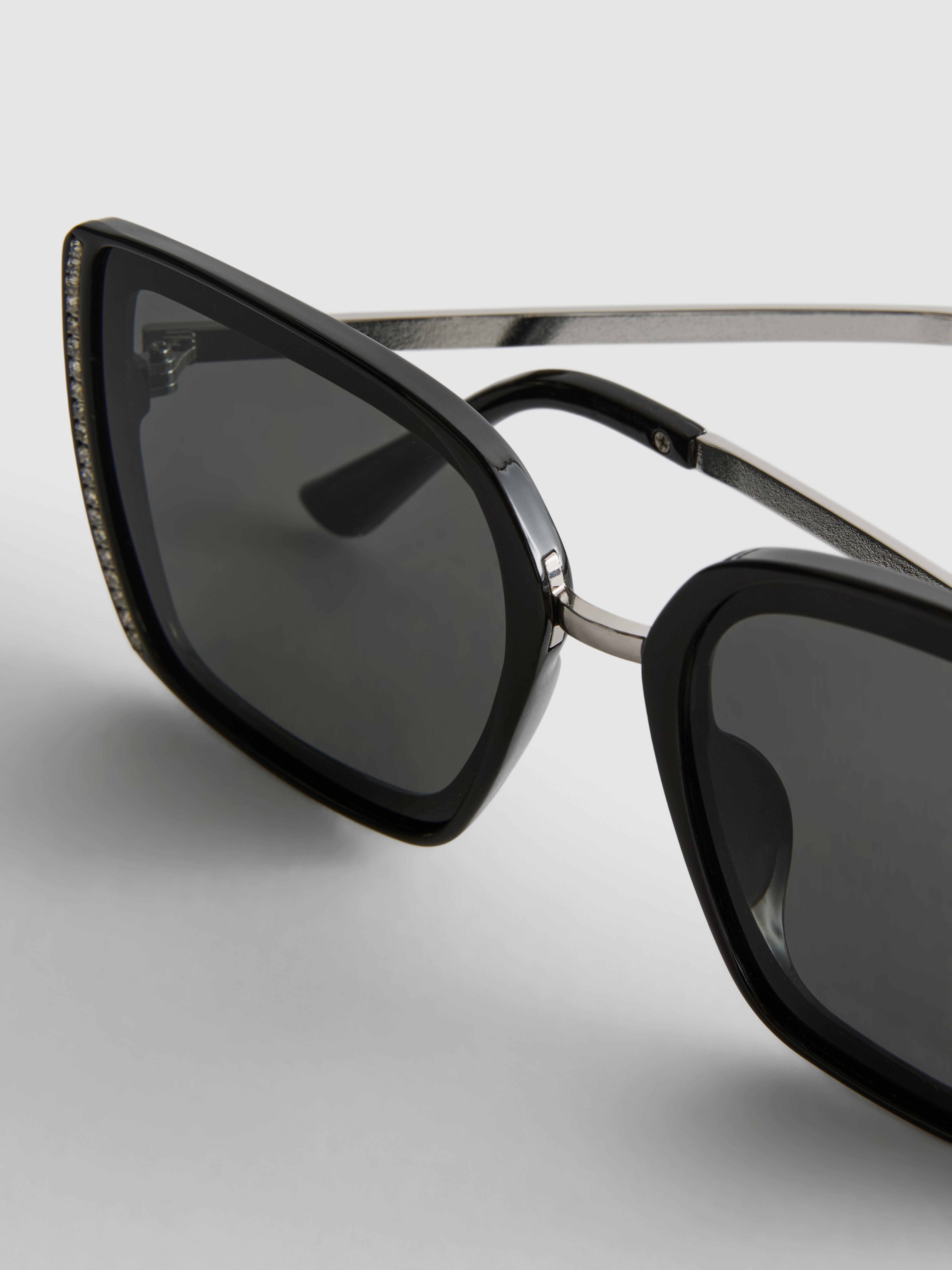 Lunettes de soleil rectangulaires oversize à strass