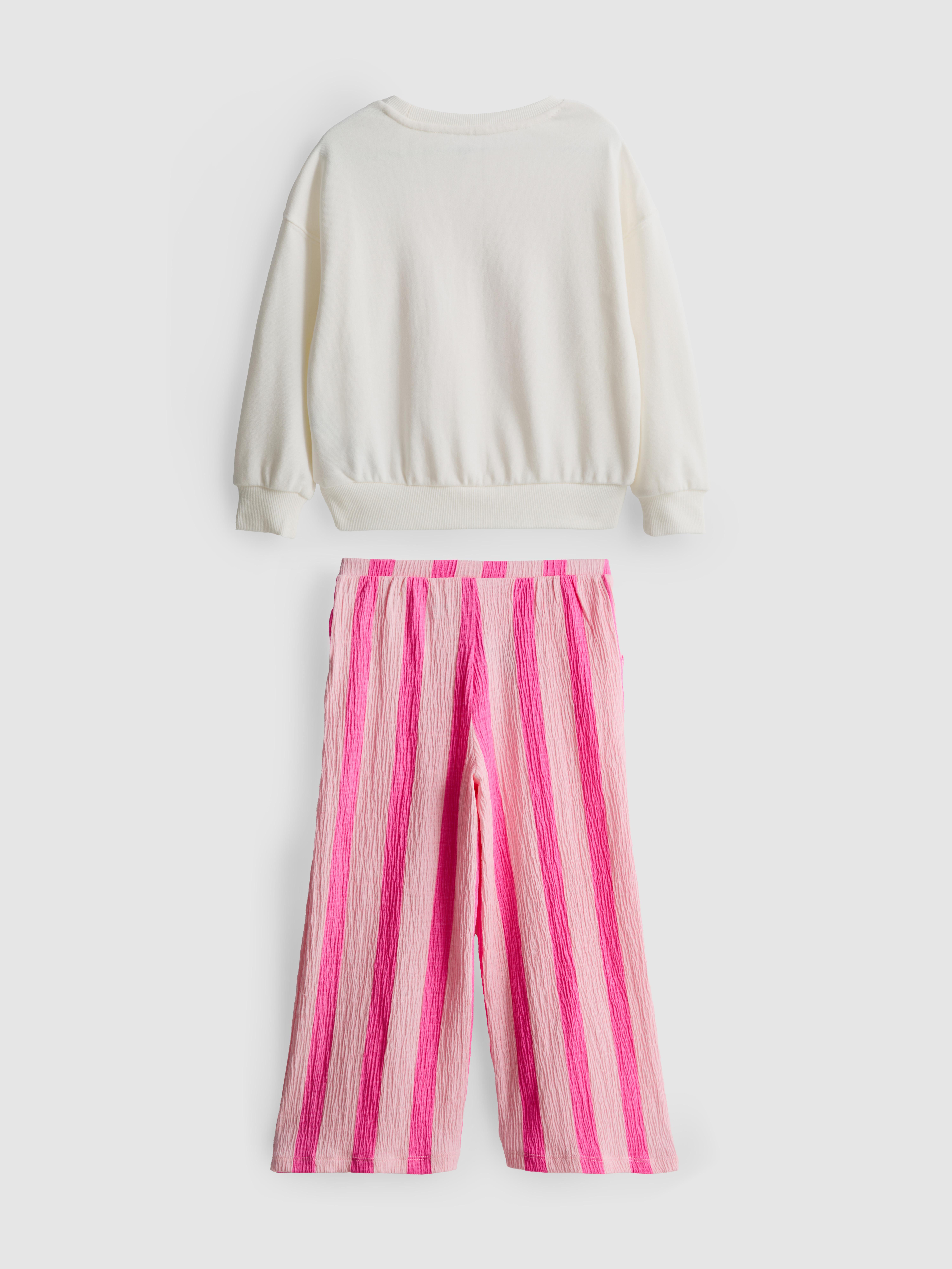 1-9yrs | Sweatshirt and Crinkle Textured Pants Set