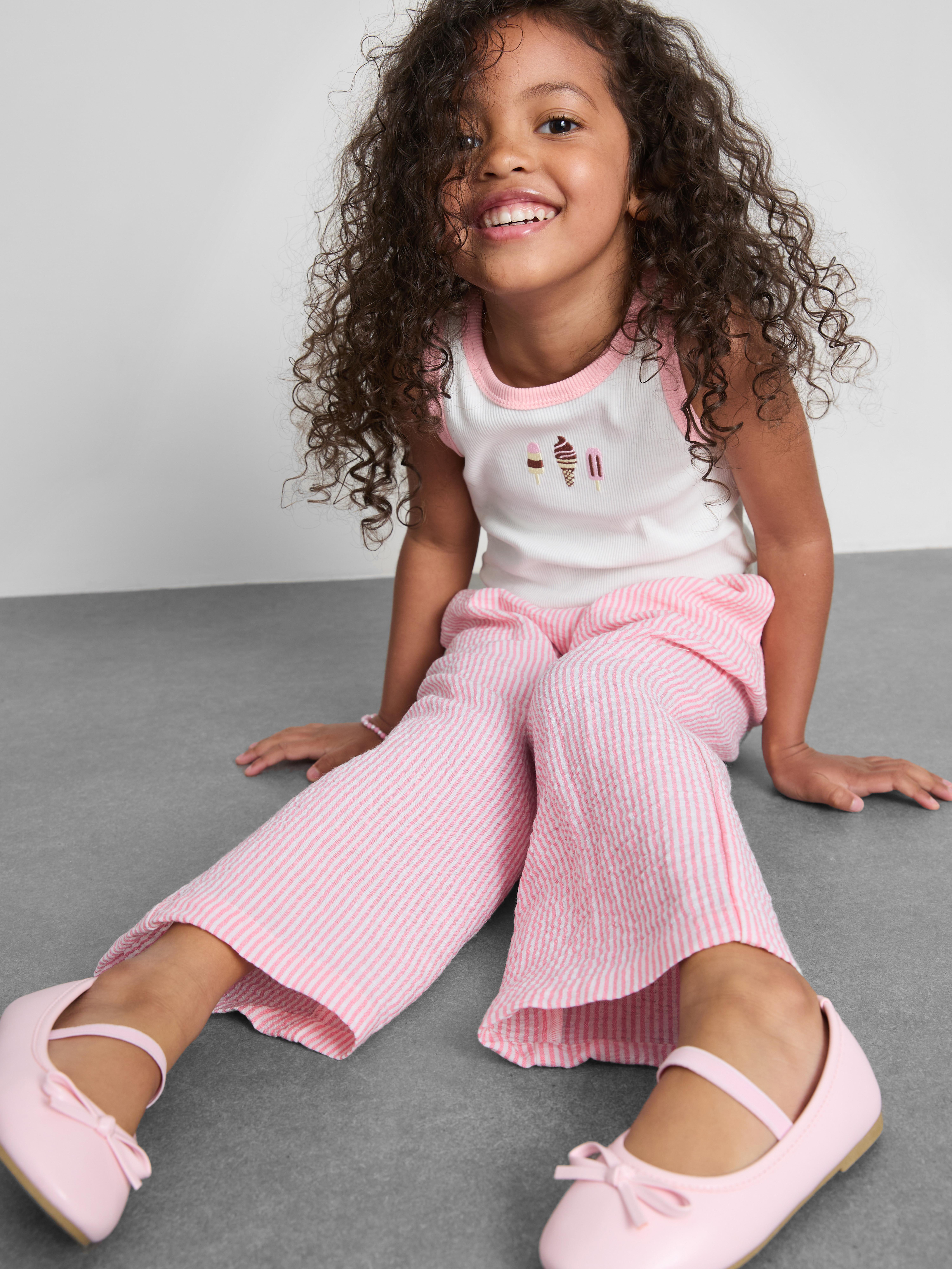 Girls Light Pink 1.5-9yrs | Stripe Seersucker Pants | Primark