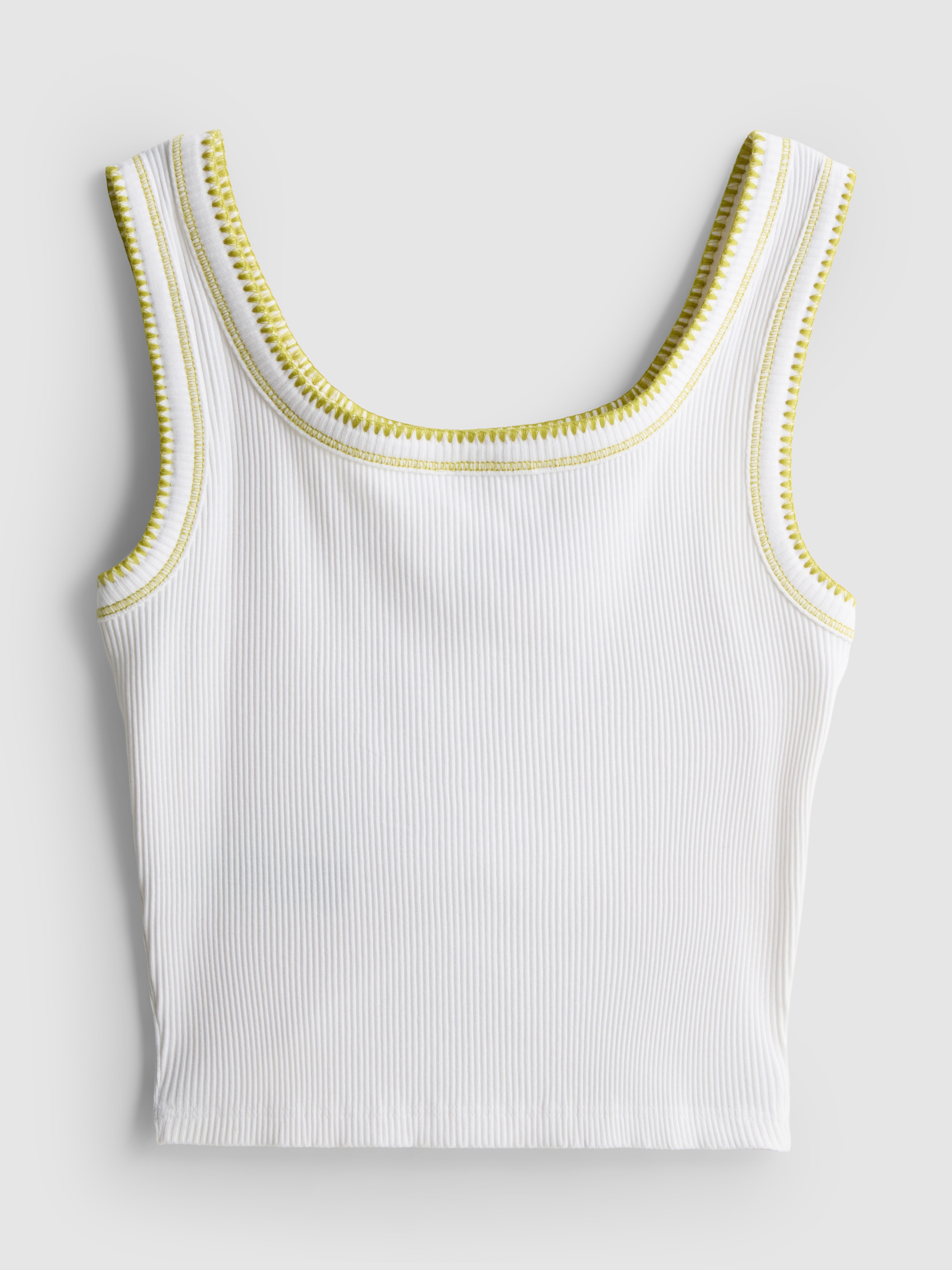 Girls White 7-15yrs | Contrast Stitch Tank | Primark