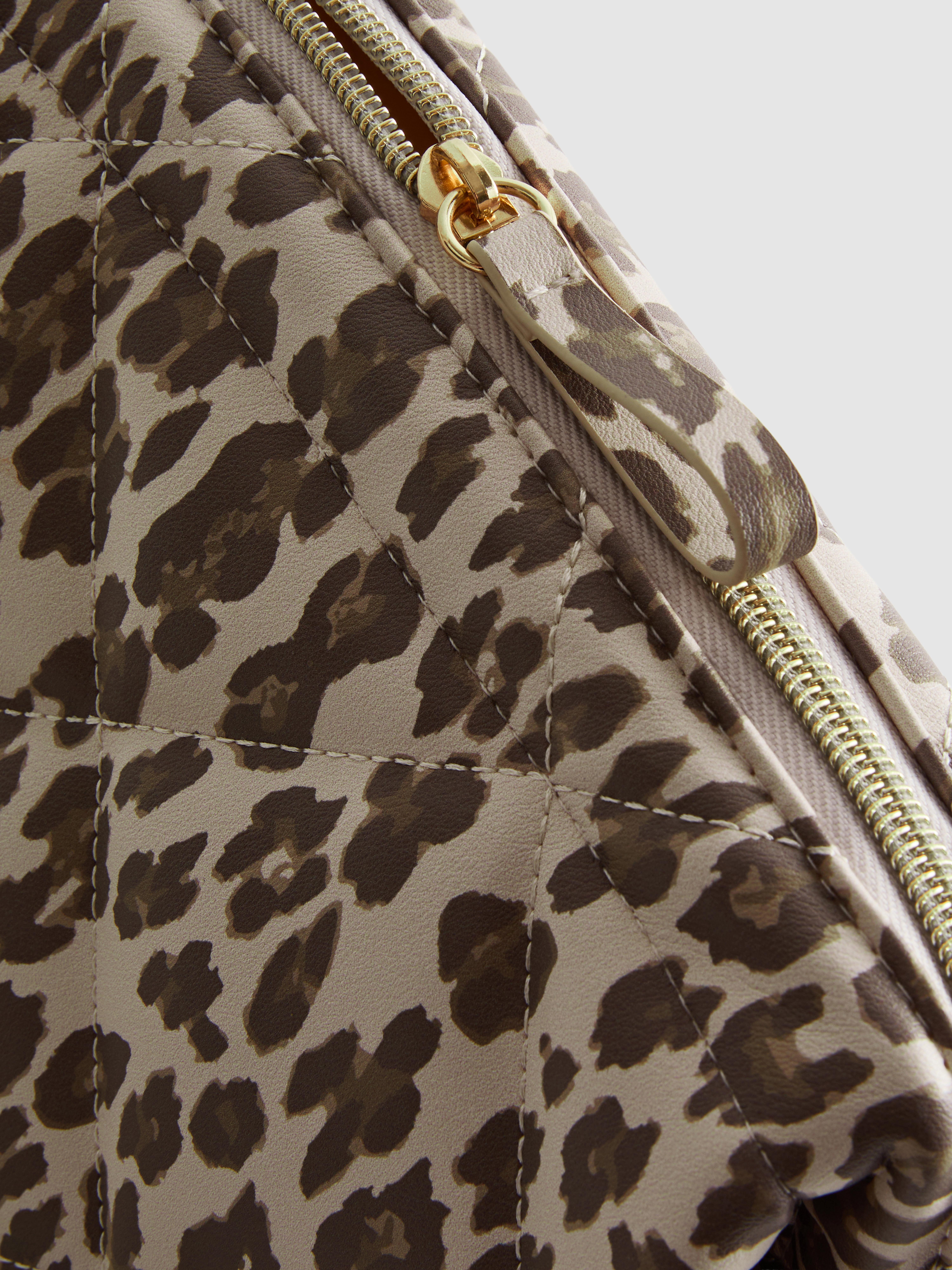 Faux Leather Leopard Wash Bag