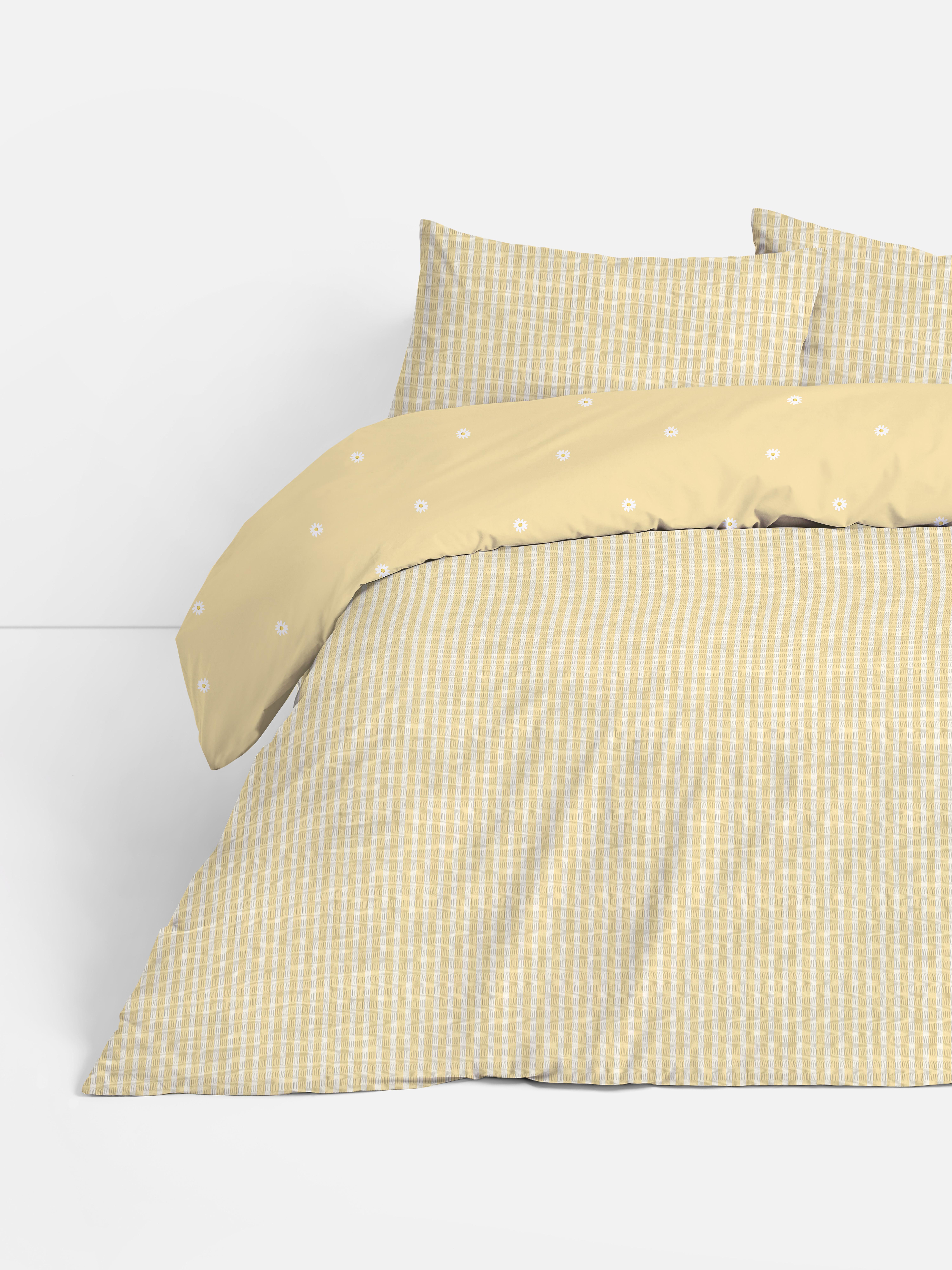 Daisy Stripe Seersucker Duvet Cover Set