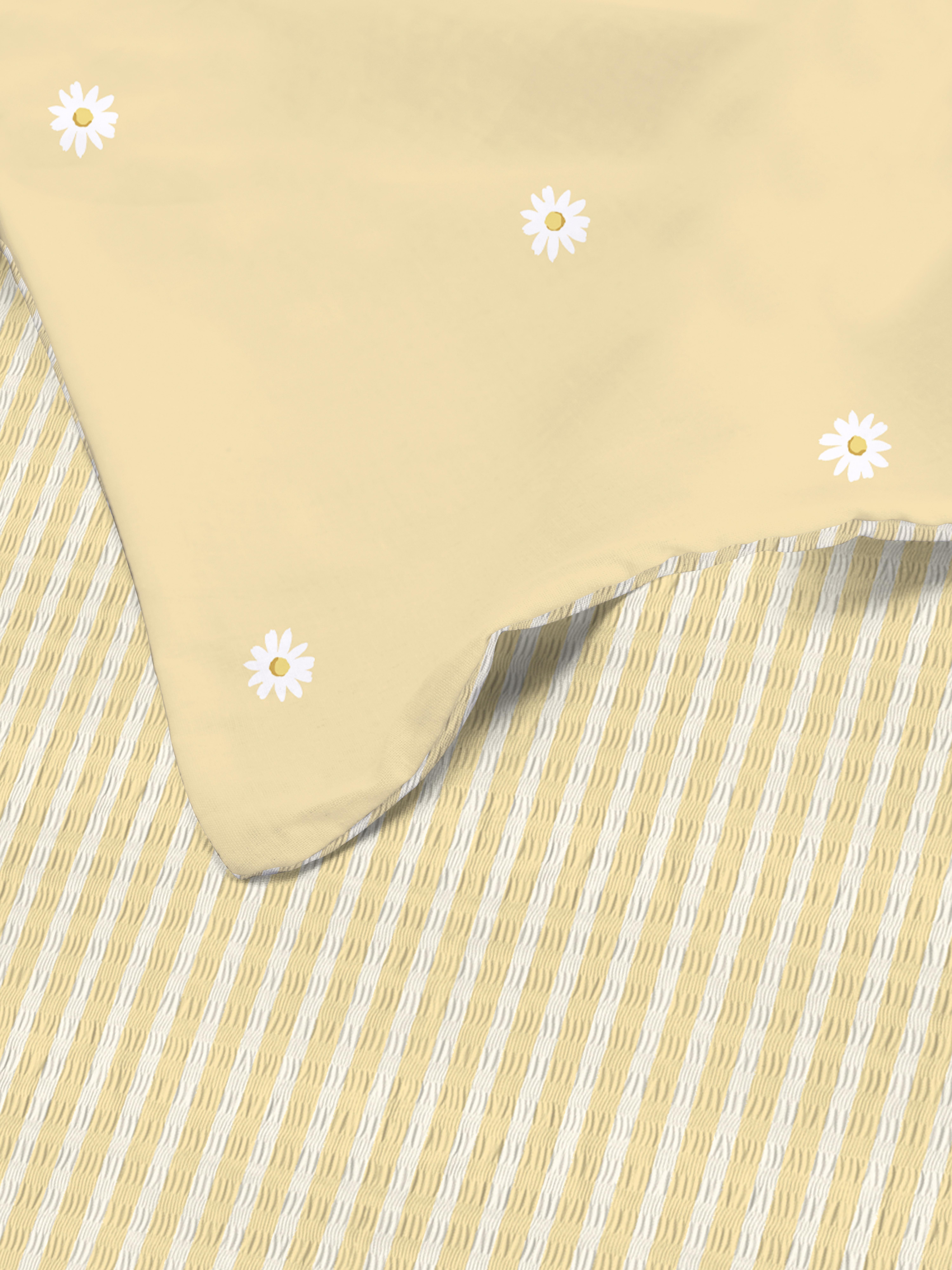 Daisy Stripe Seersucker Duvet Cover Set