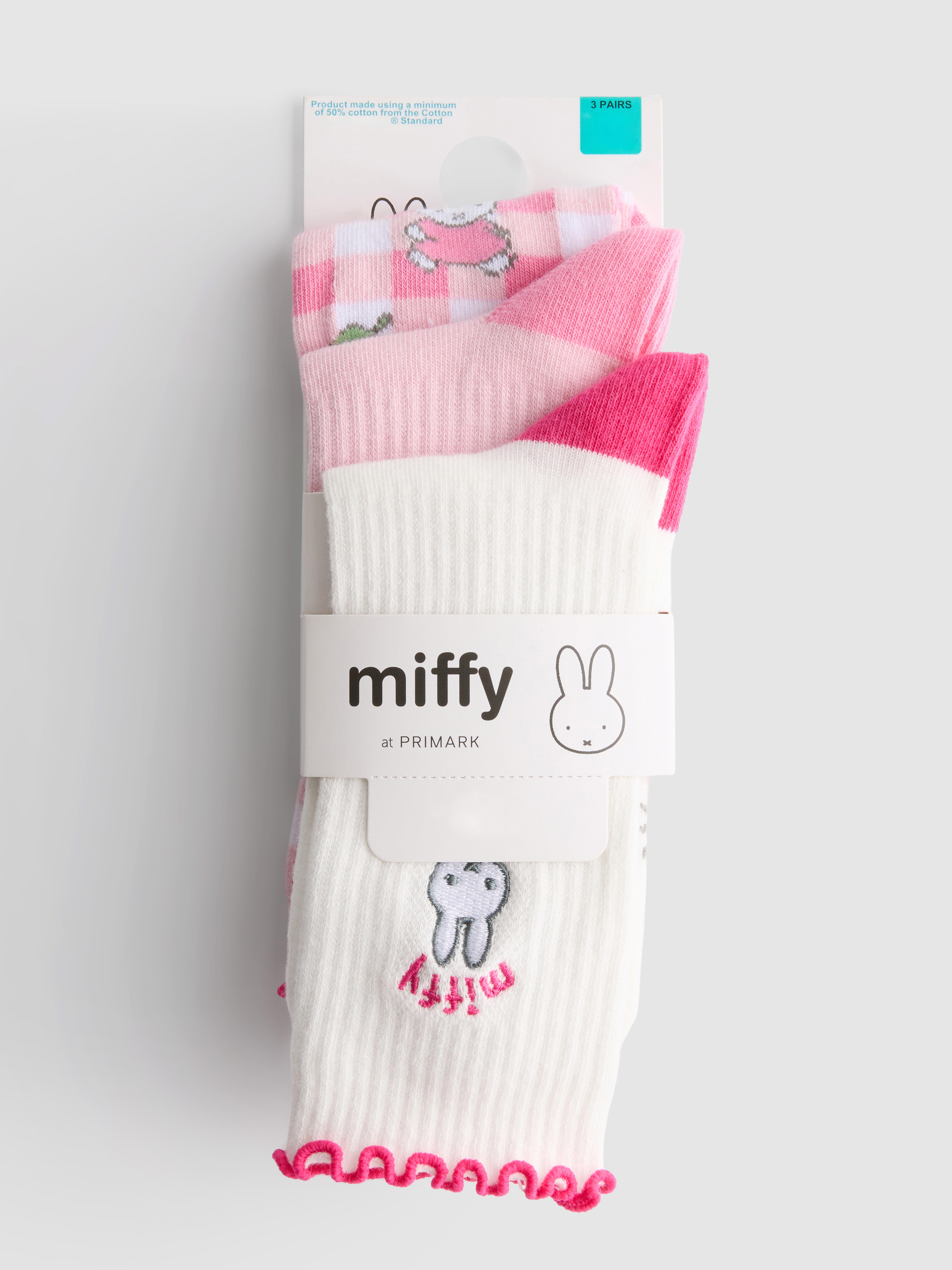 „Miffy“ Crew-Socken aus Baumwollmischung, 3er-Pack