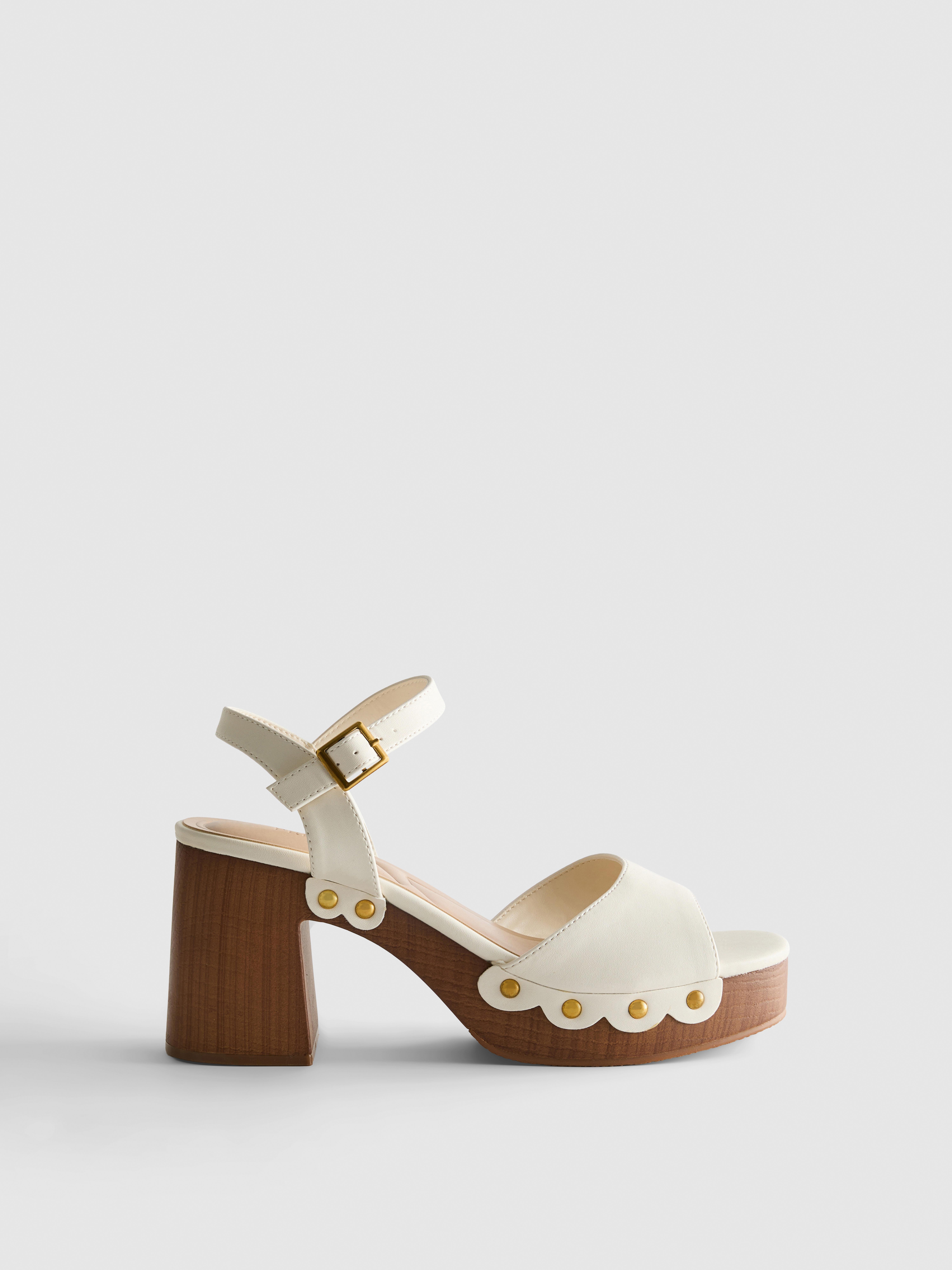 Faux Suede Studded Heeled Sandals