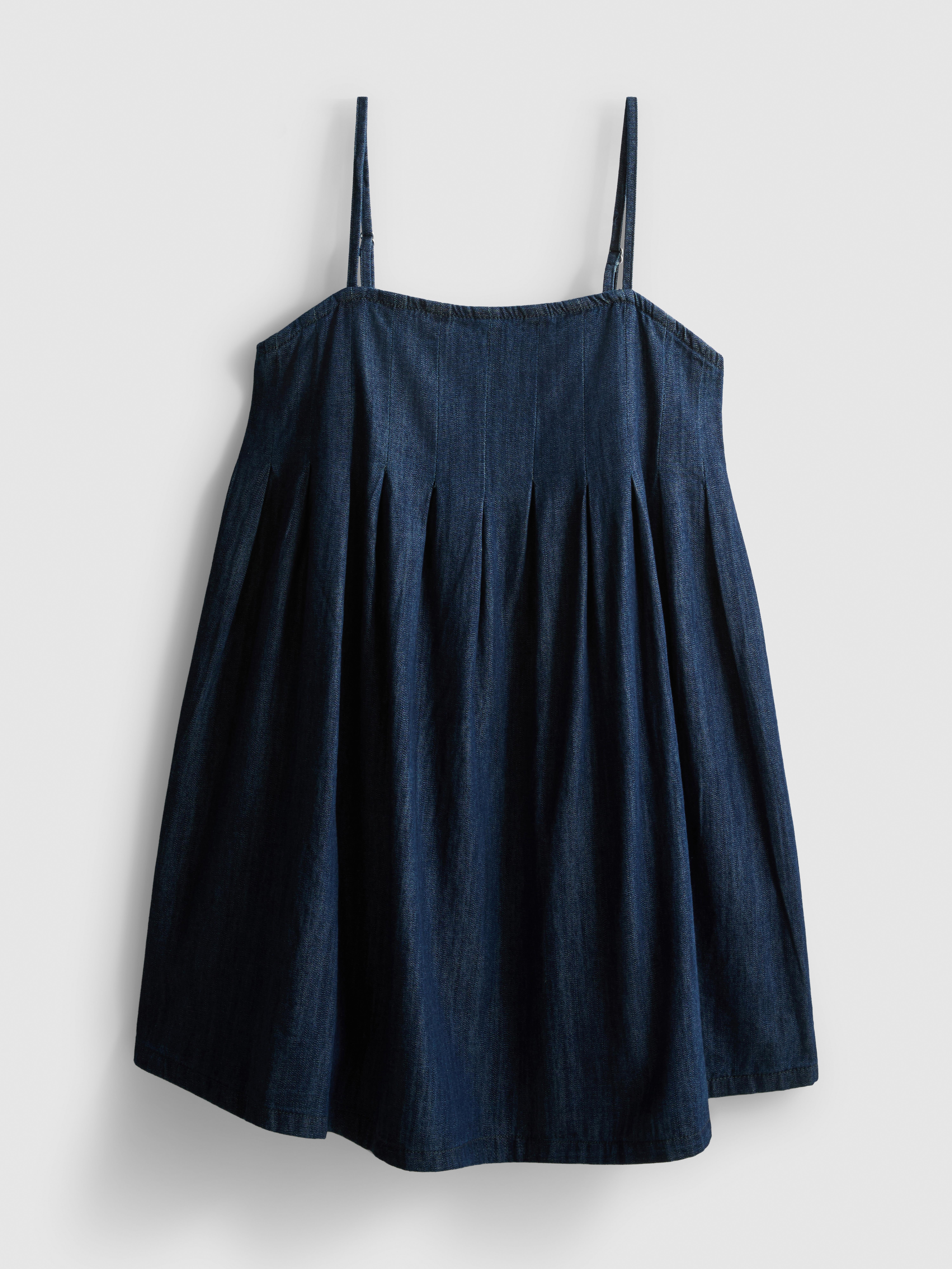 Cotton Denim Babydoll Mini Dress