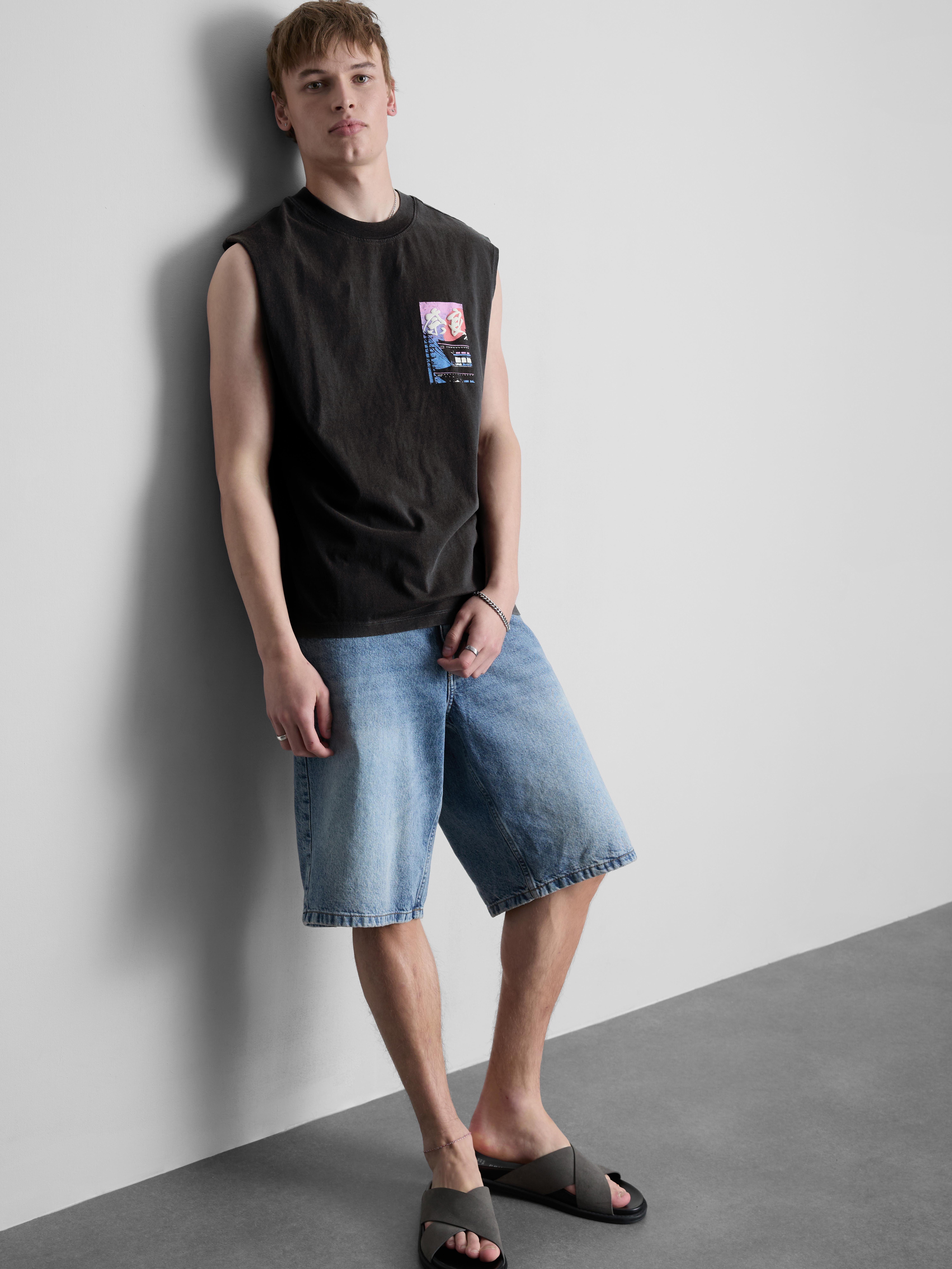 Men's Black Washed Japan Tank Top | Primark