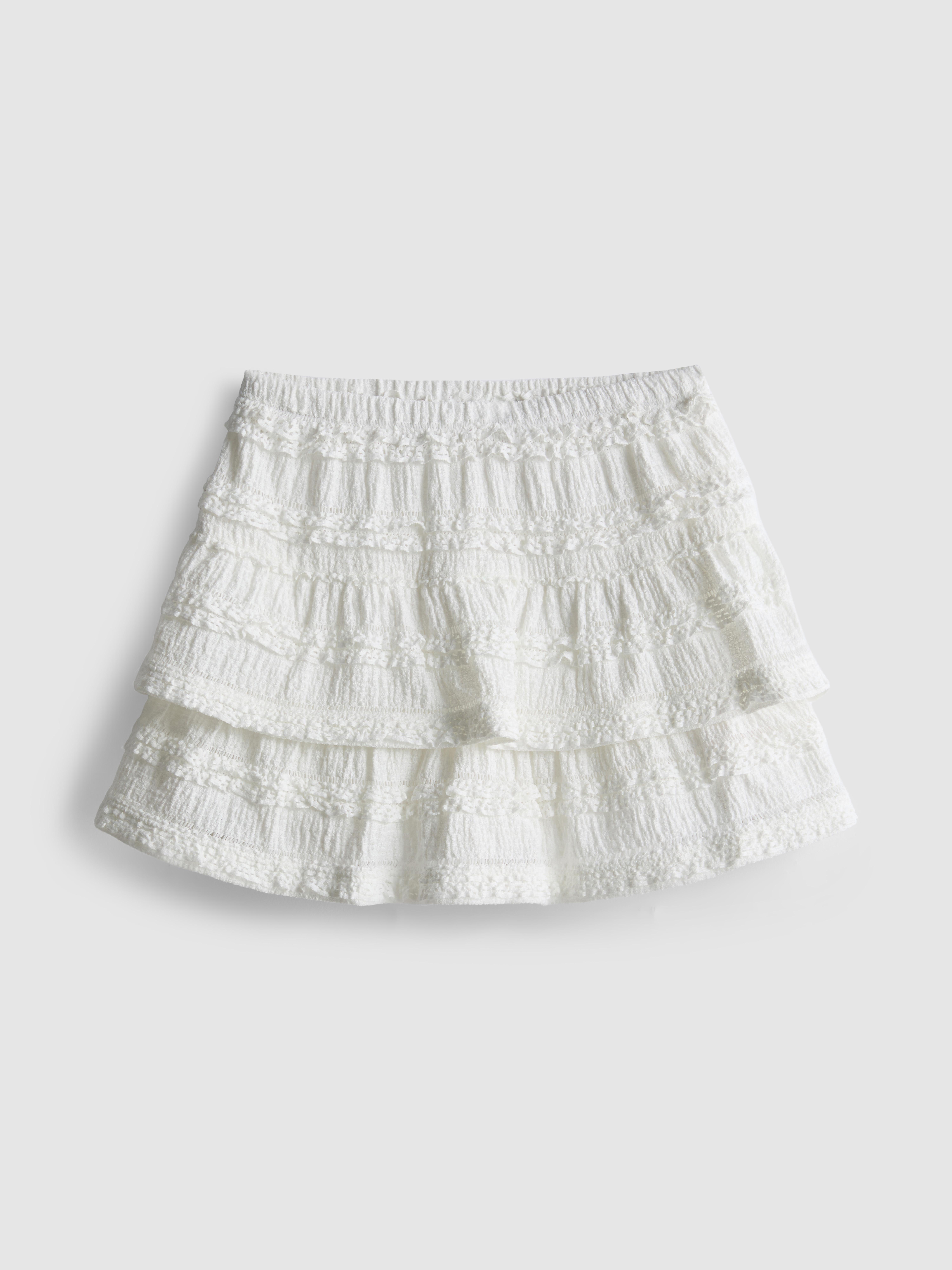 1.5-9yrs | Lace Trim Tiered Skort
