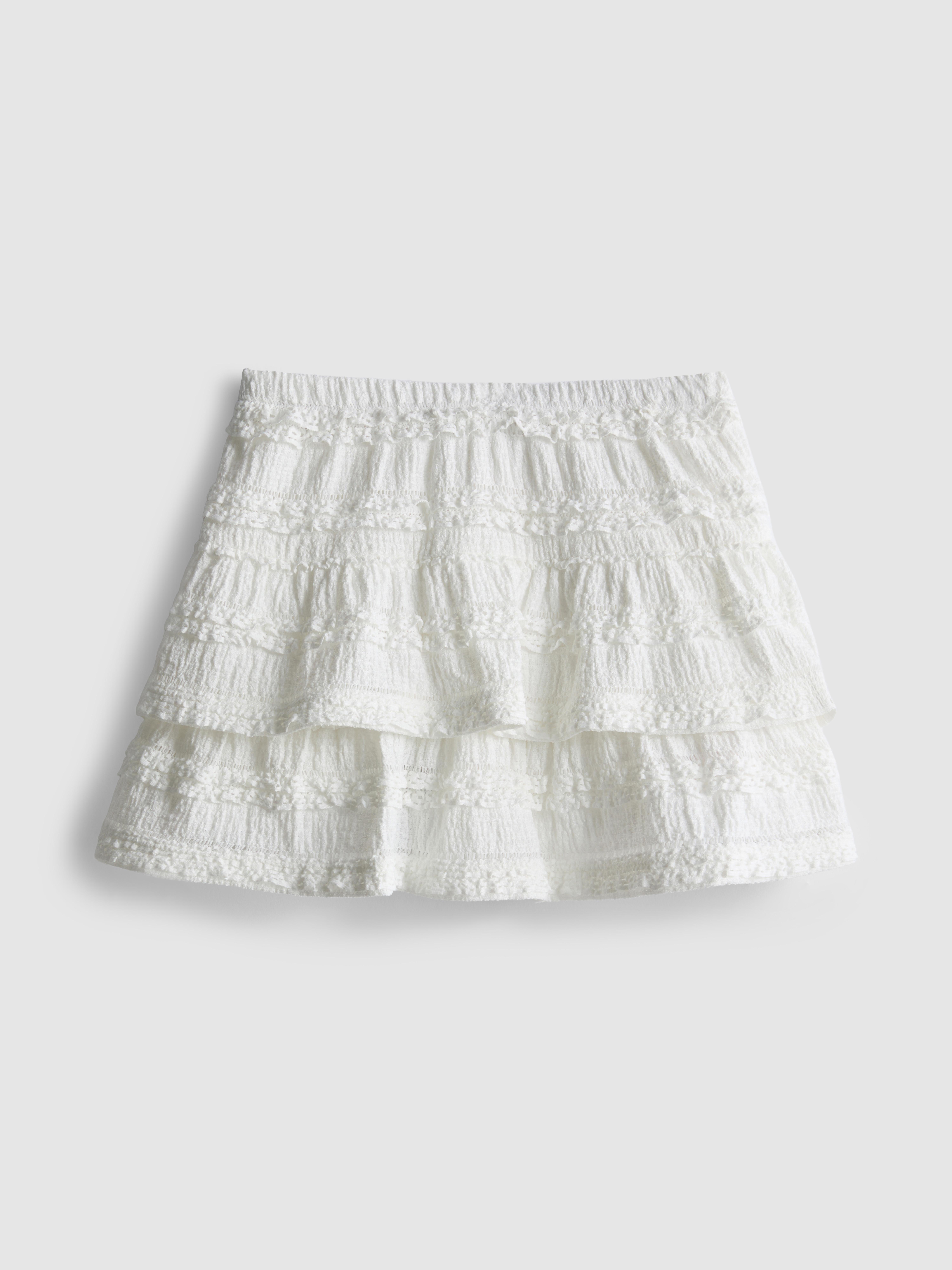 1.5-9yrs | Lace Trim Tiered Skort