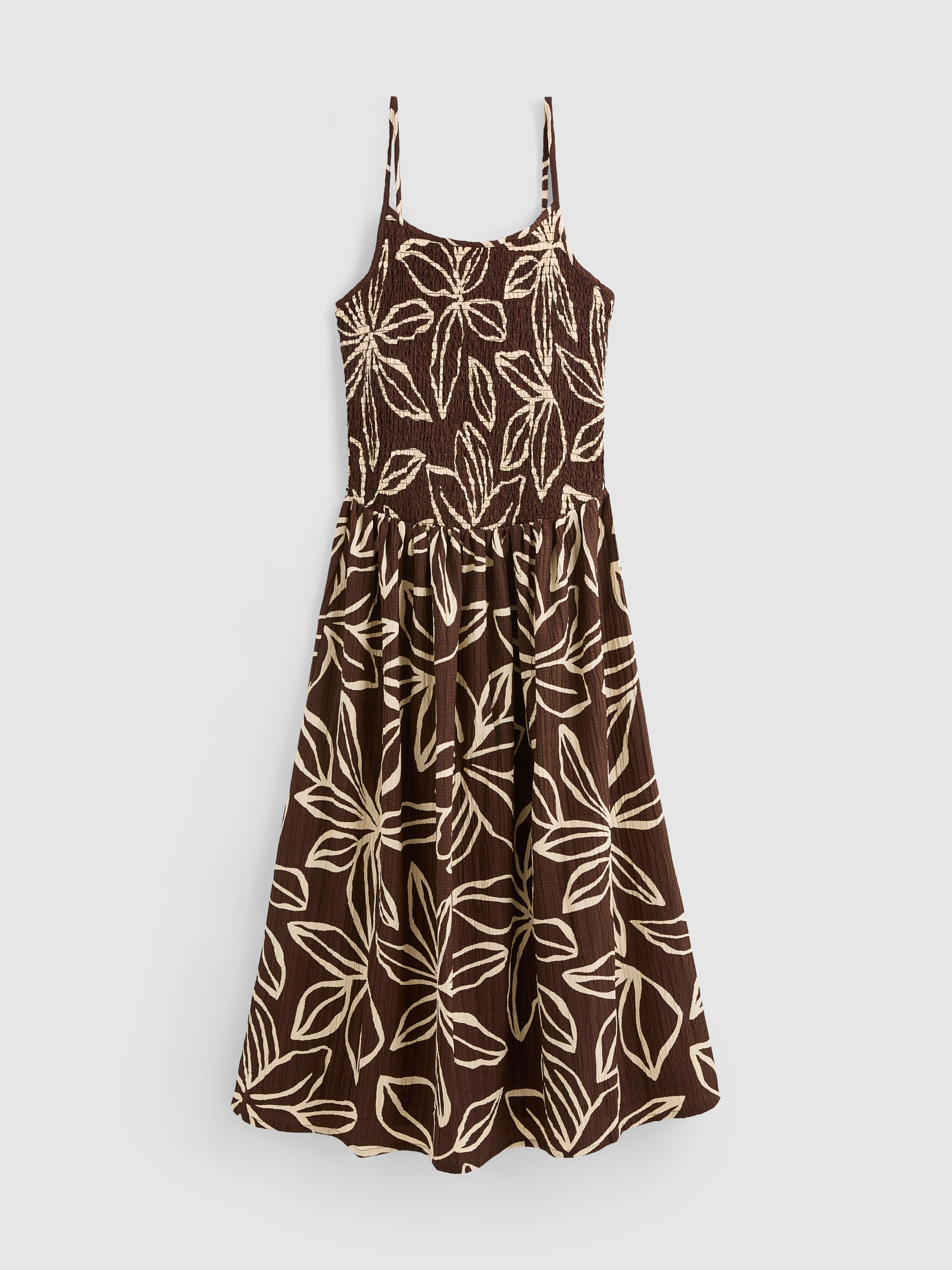 Womens Chocolate Printed Floral Crinkle Midi Dress | Primark