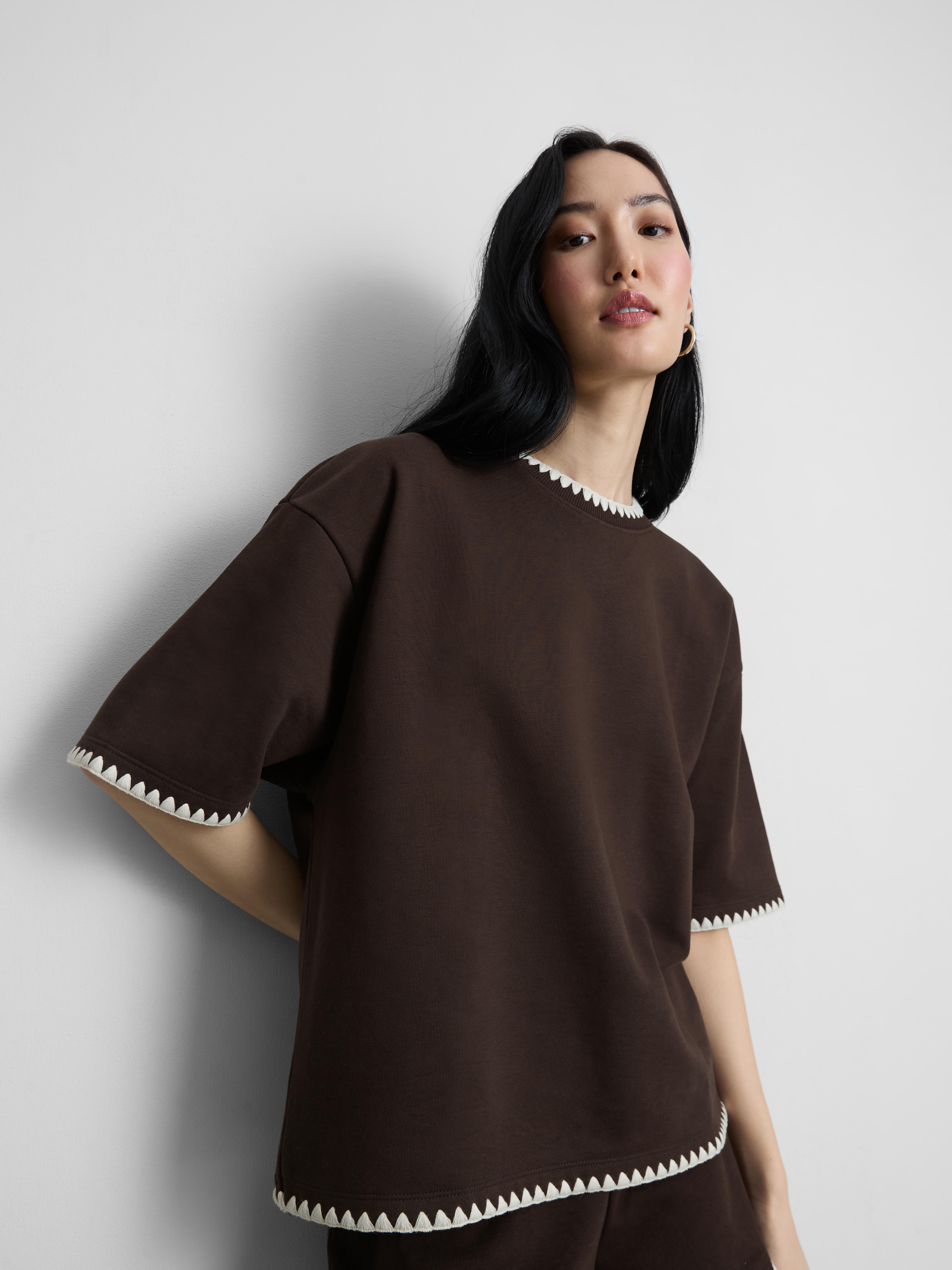 Sudadera de algodón con ribete de crochet