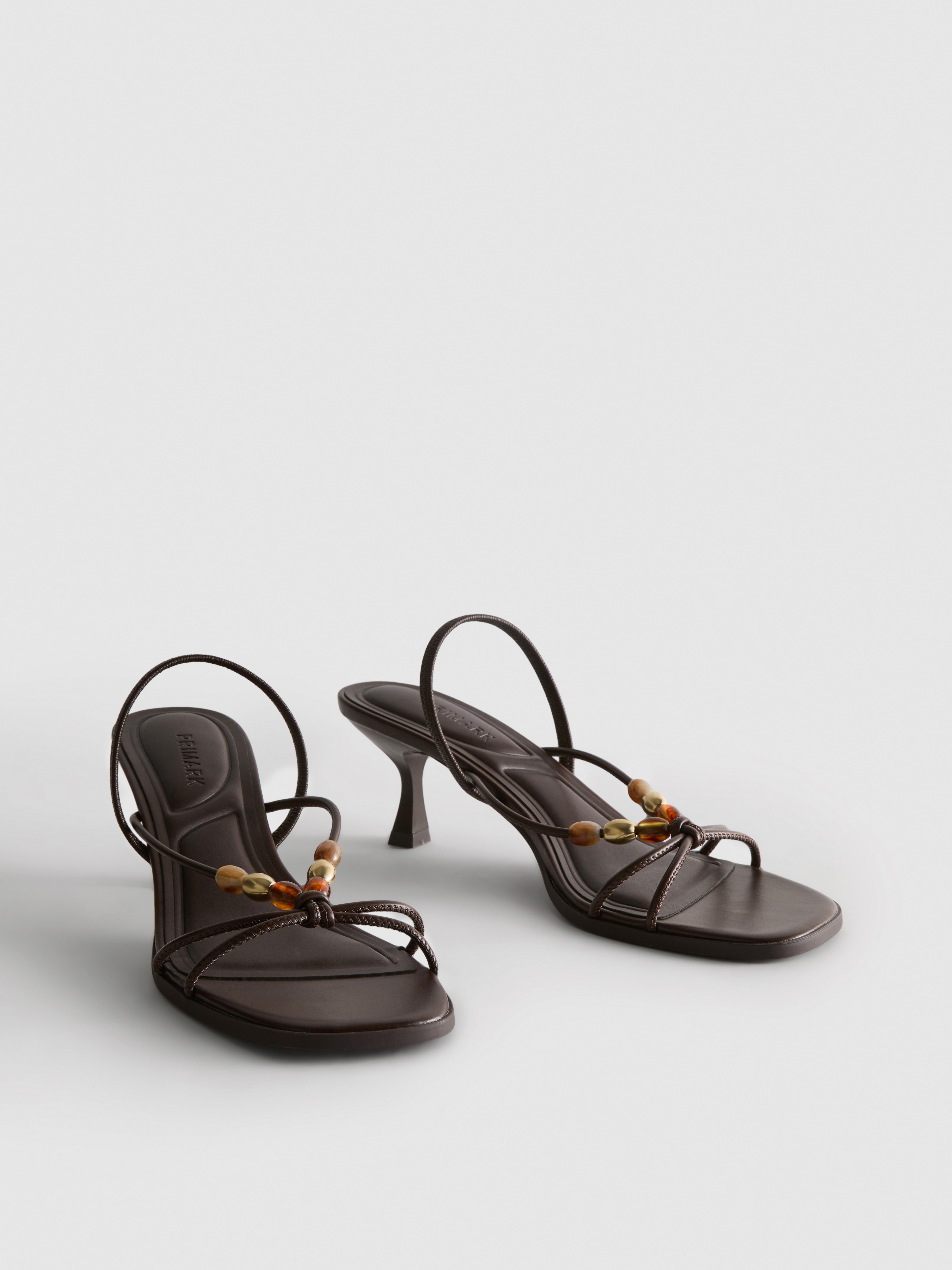Paula Echevarría Beaded Kitten Heel Sandals