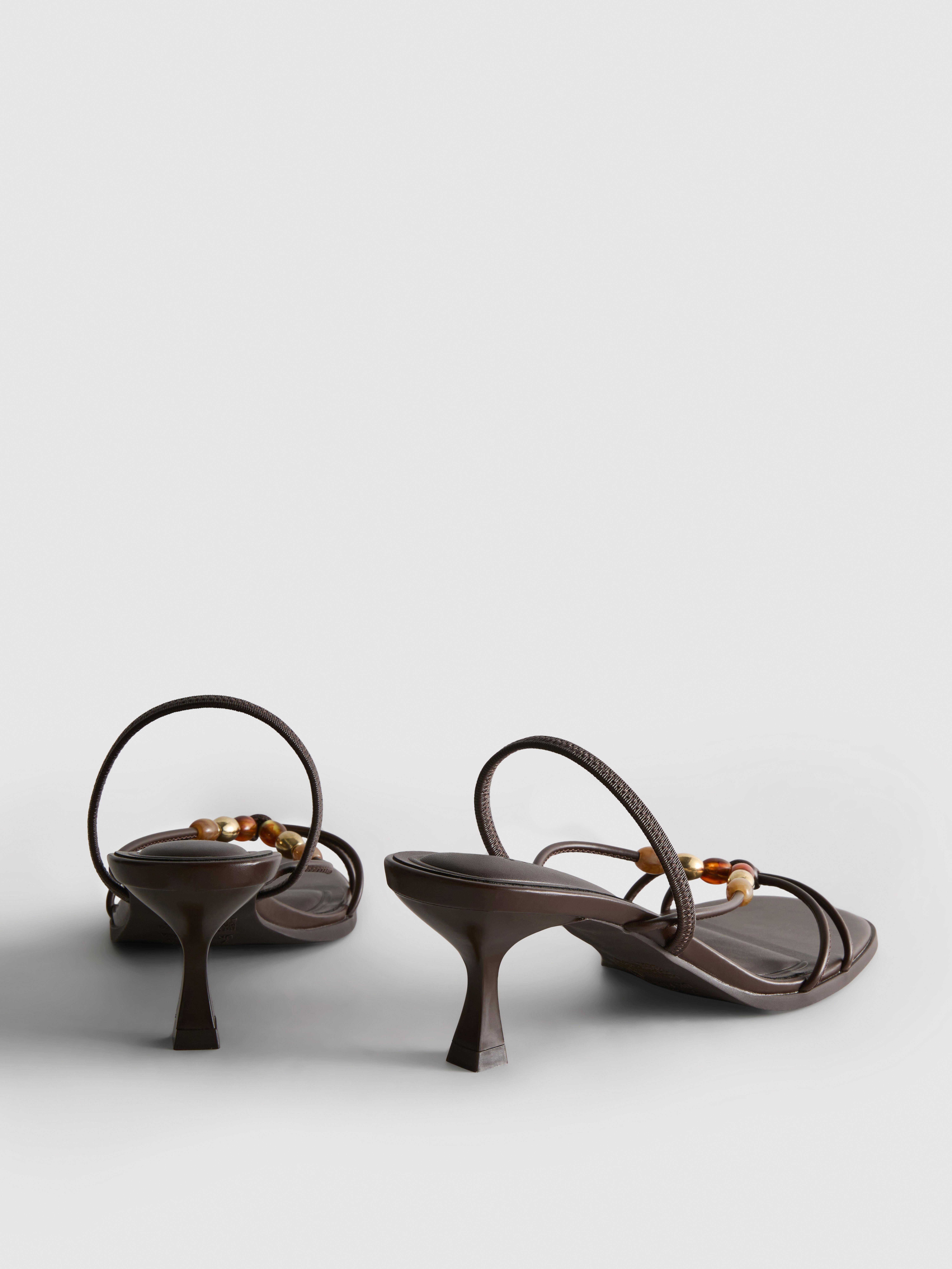 Paula Echevarría Beaded Kitten Heel Sandals