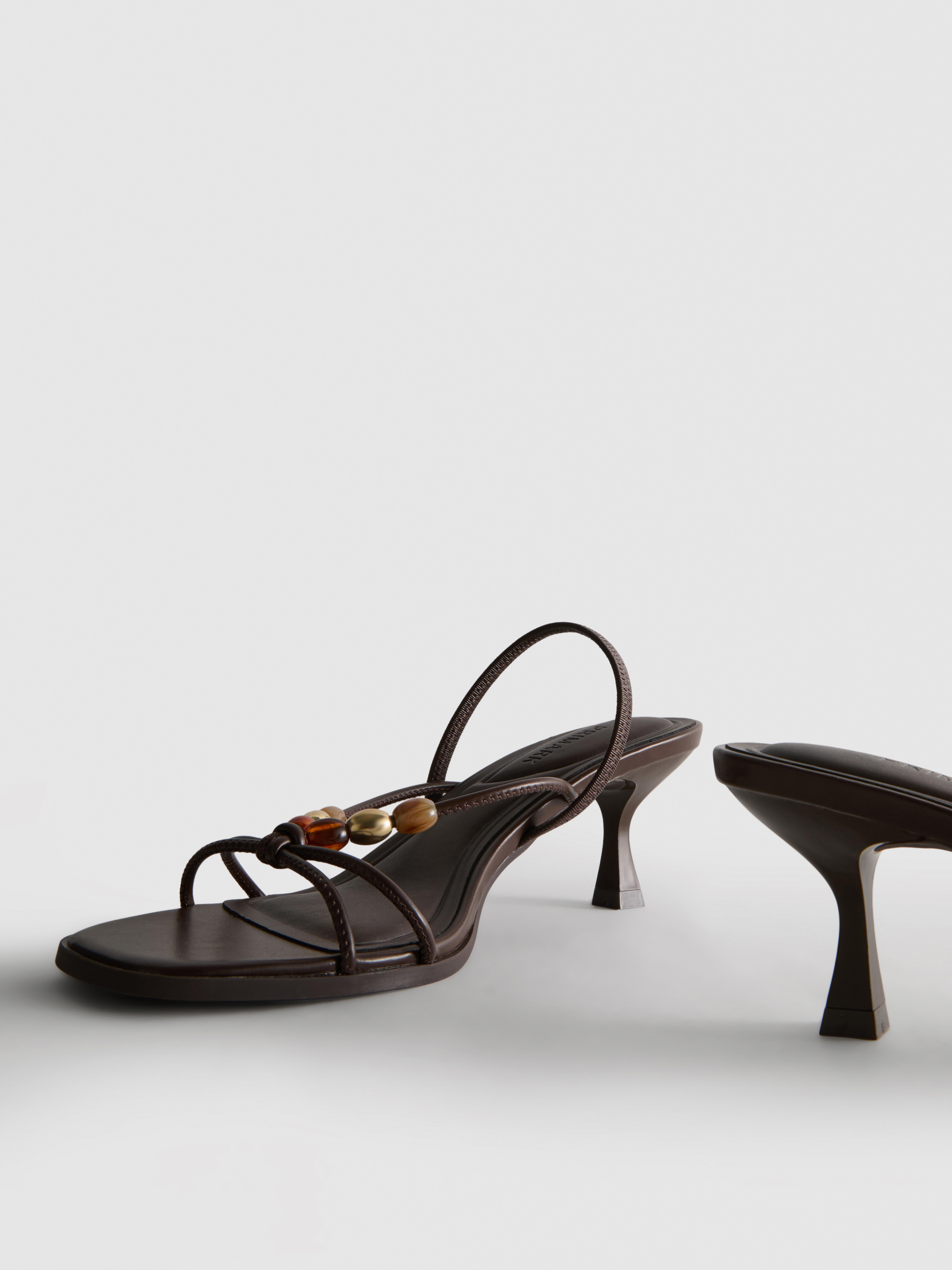 Paula Echevarría Beaded Kitten Heel Sandals