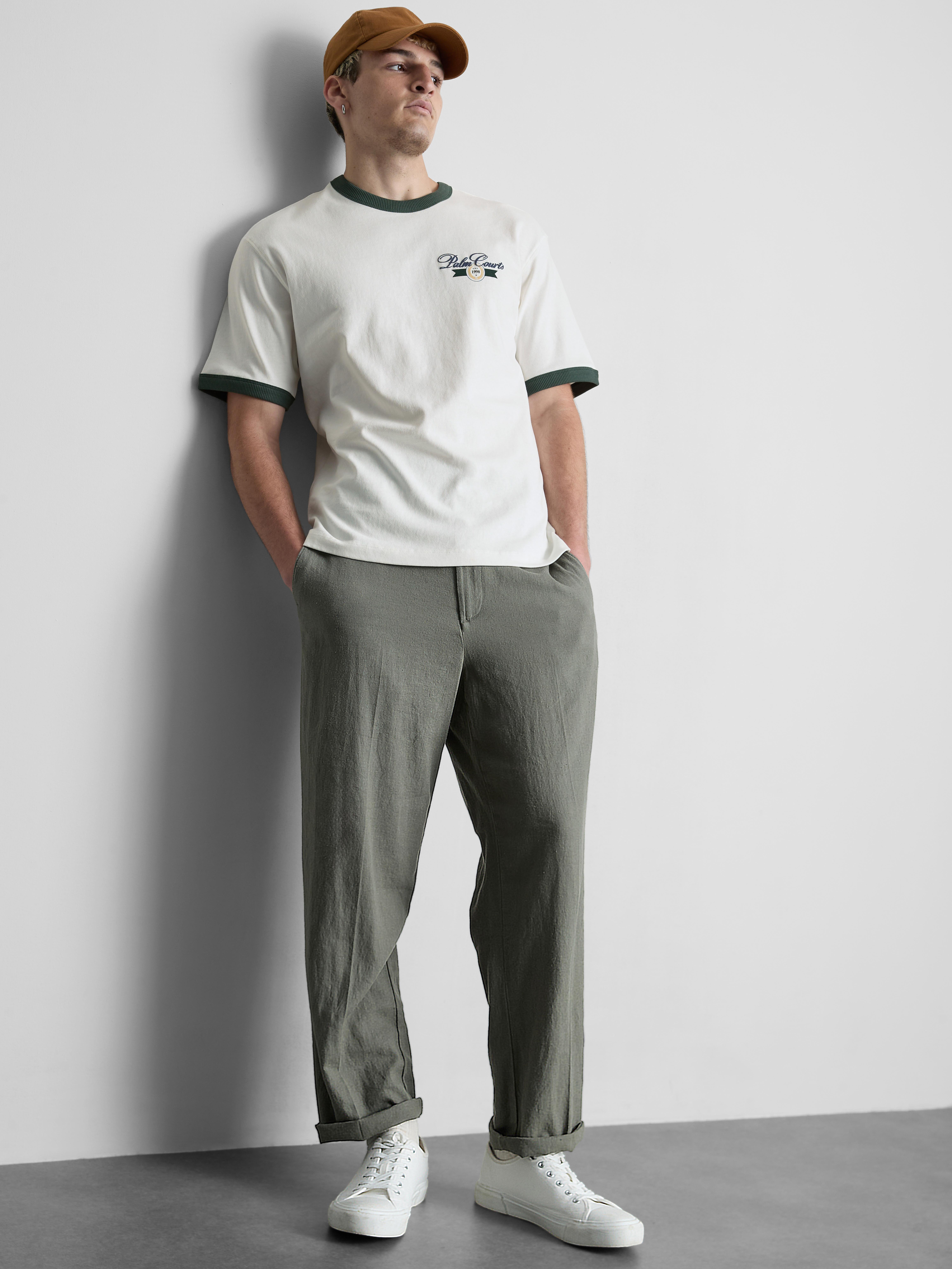 Ringer-T-Shirt mit Palmenhof-Print