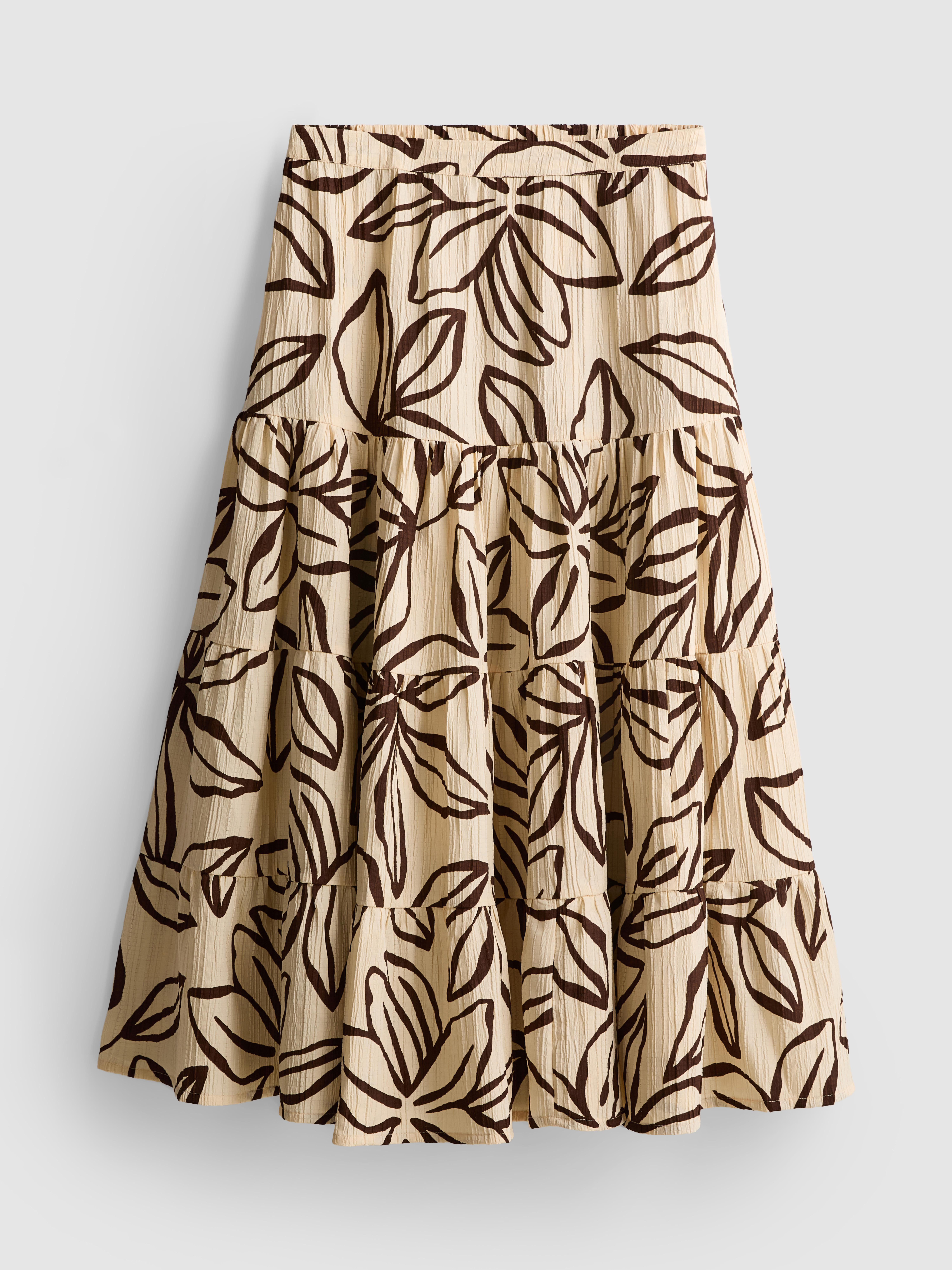 Falda midi fruncida con estampado floral