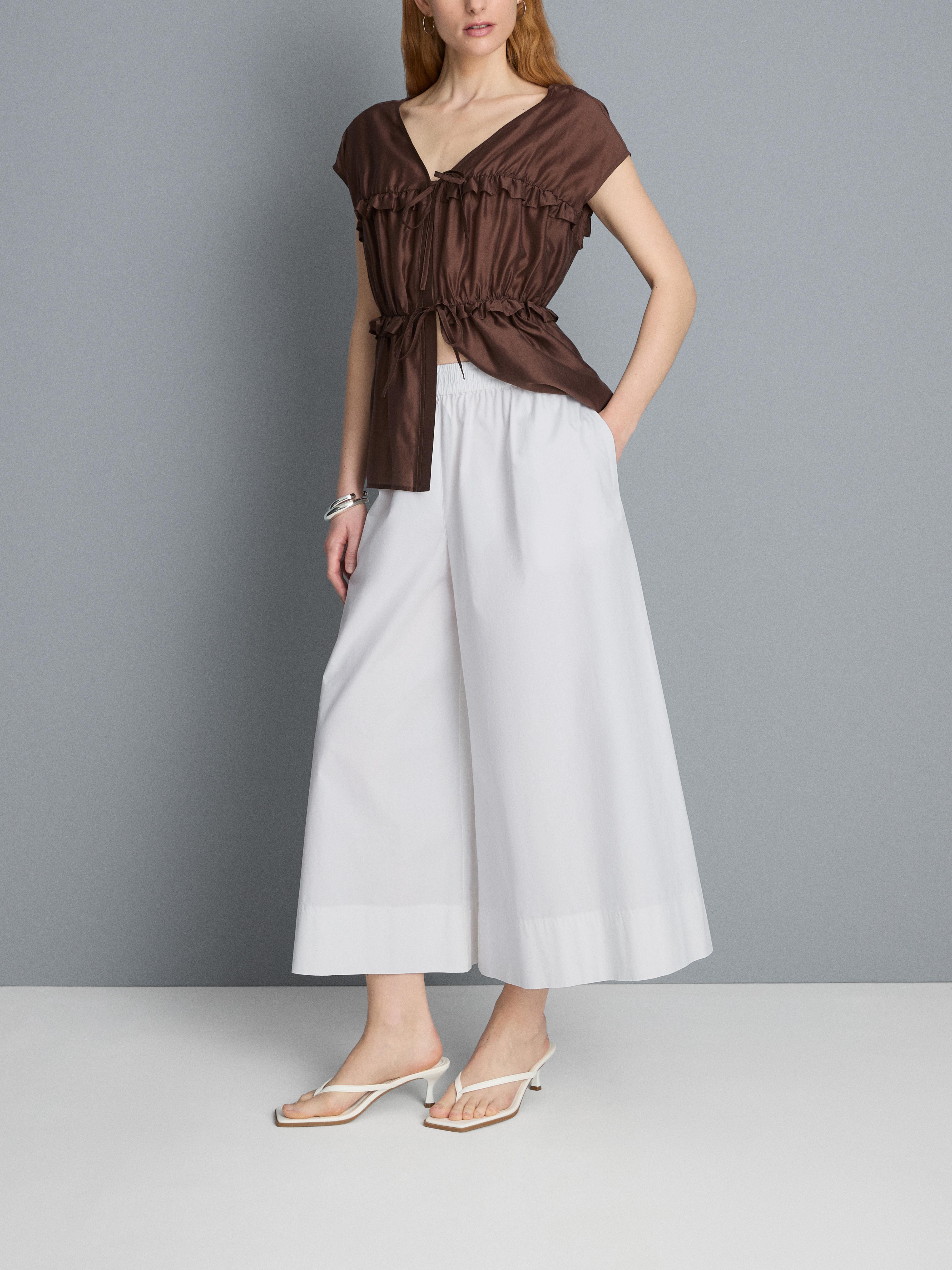 Pantaloni culotte in cotone effetto carta