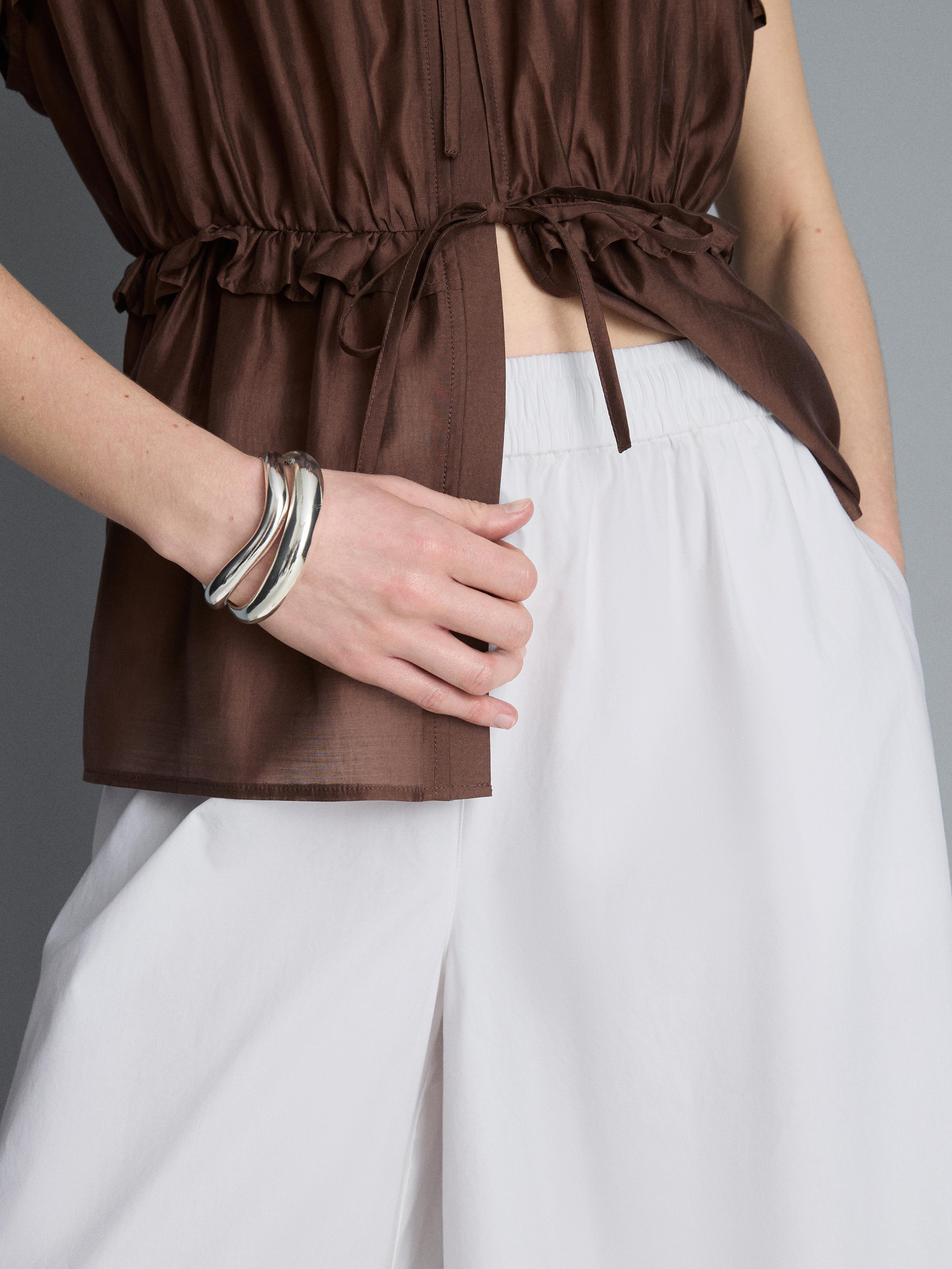 Pantaloni culotte in cotone effetto carta