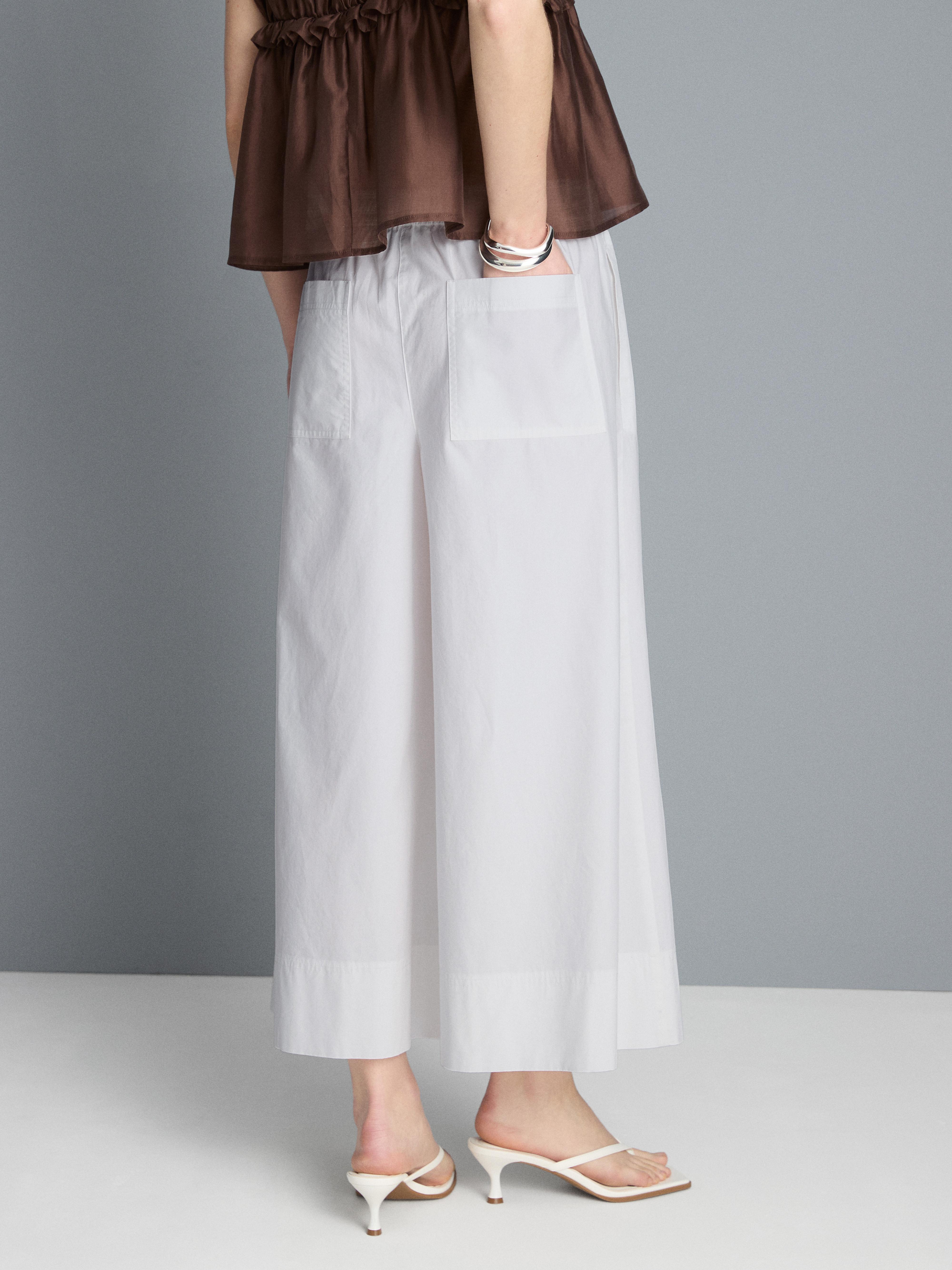 Pantaloni culotte in cotone effetto carta