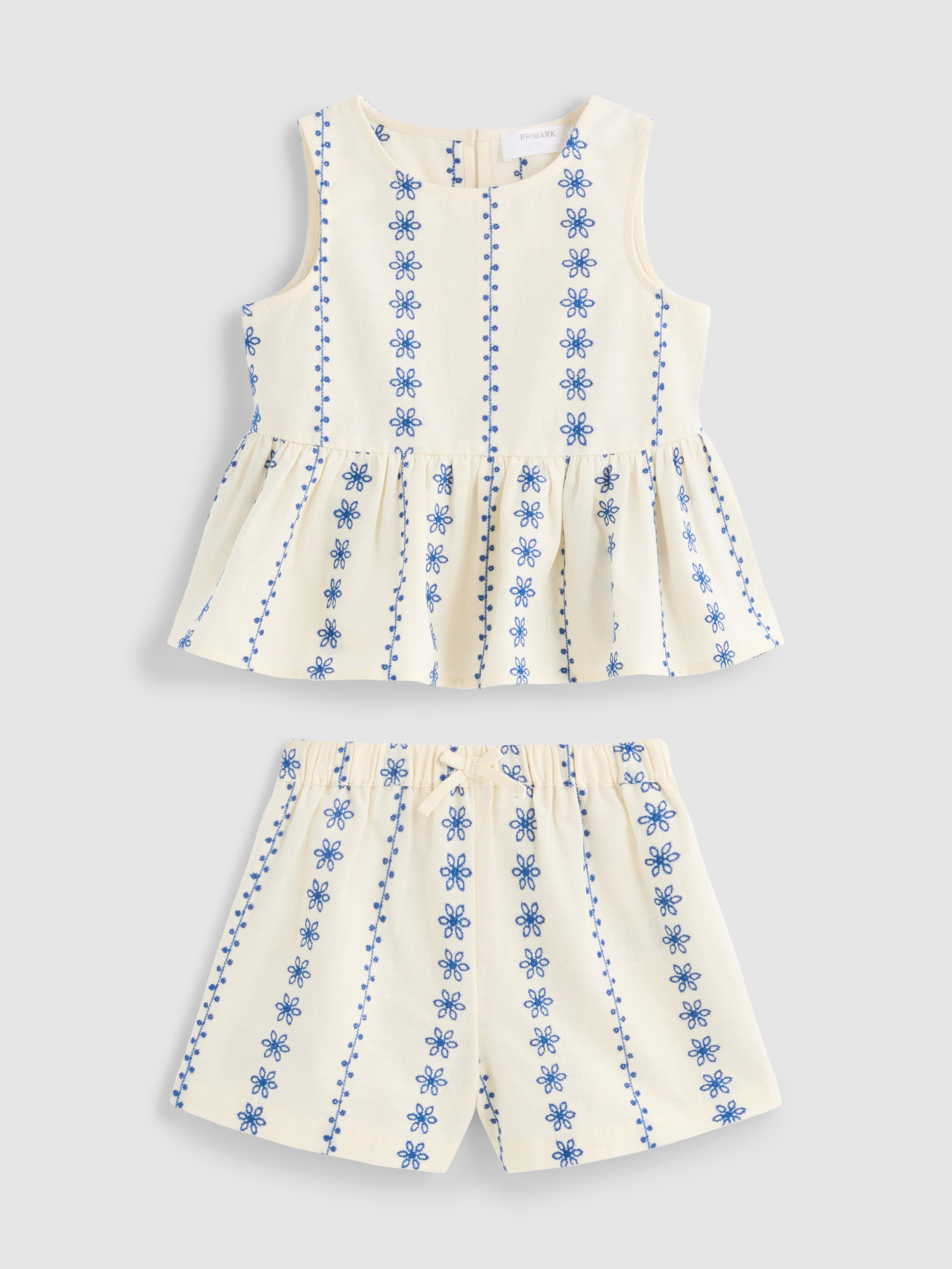 1.5-9yrs | Embroidered Blouse and Shorts Set