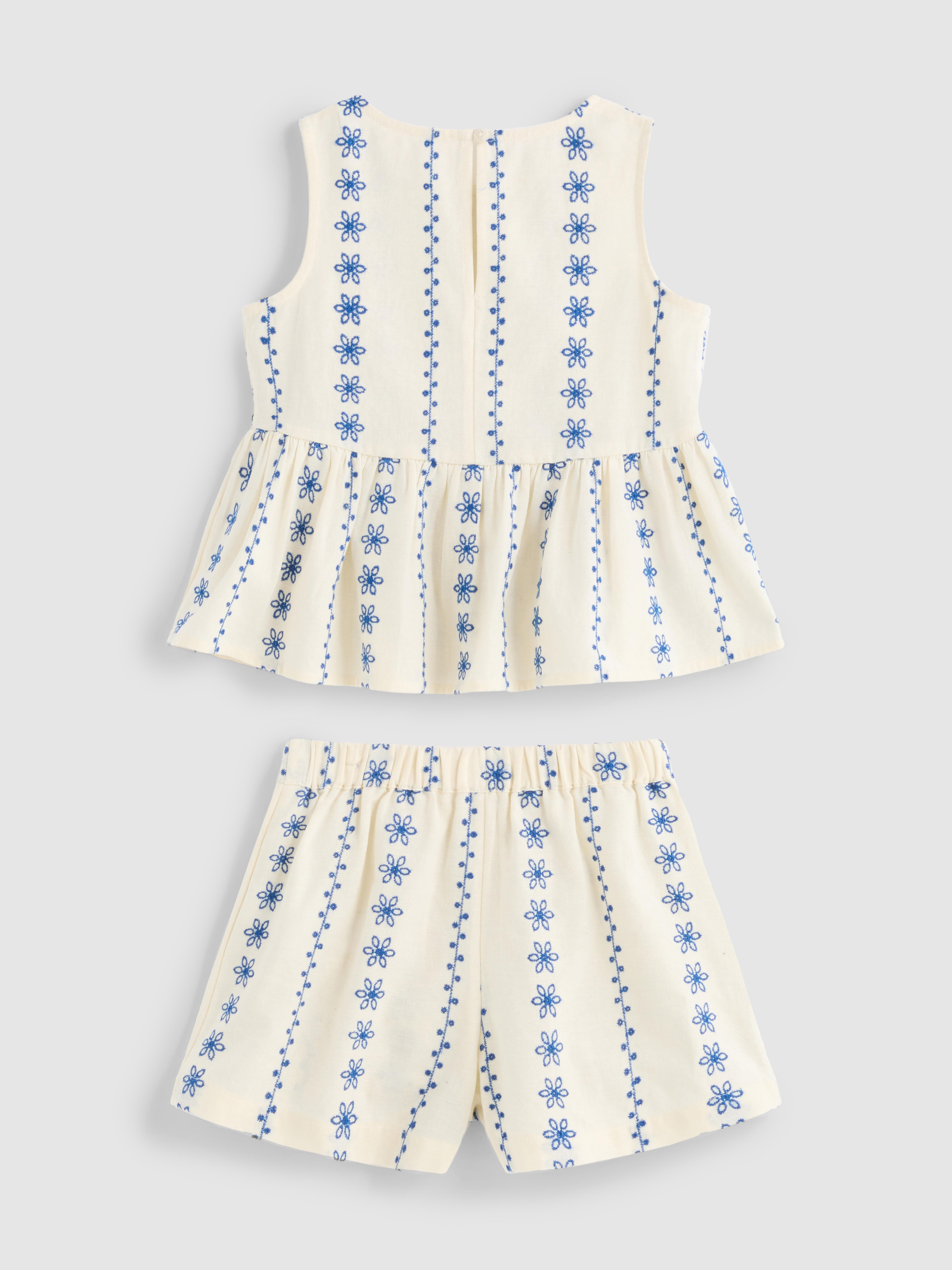 1.5-9yrs | Embroidered Blouse and Shorts Set