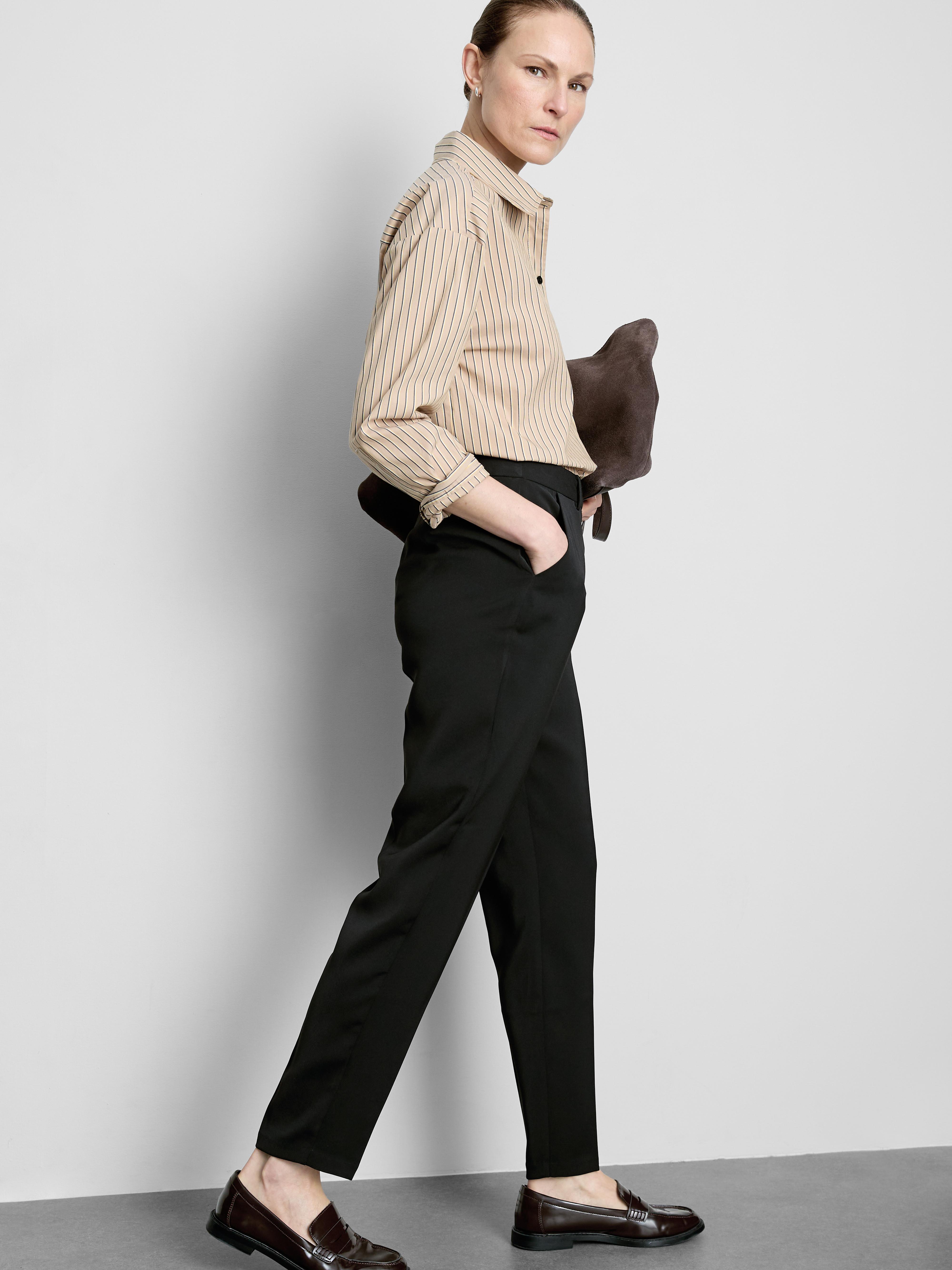 Womens Black Cigarette Ankle Grazer Trousers