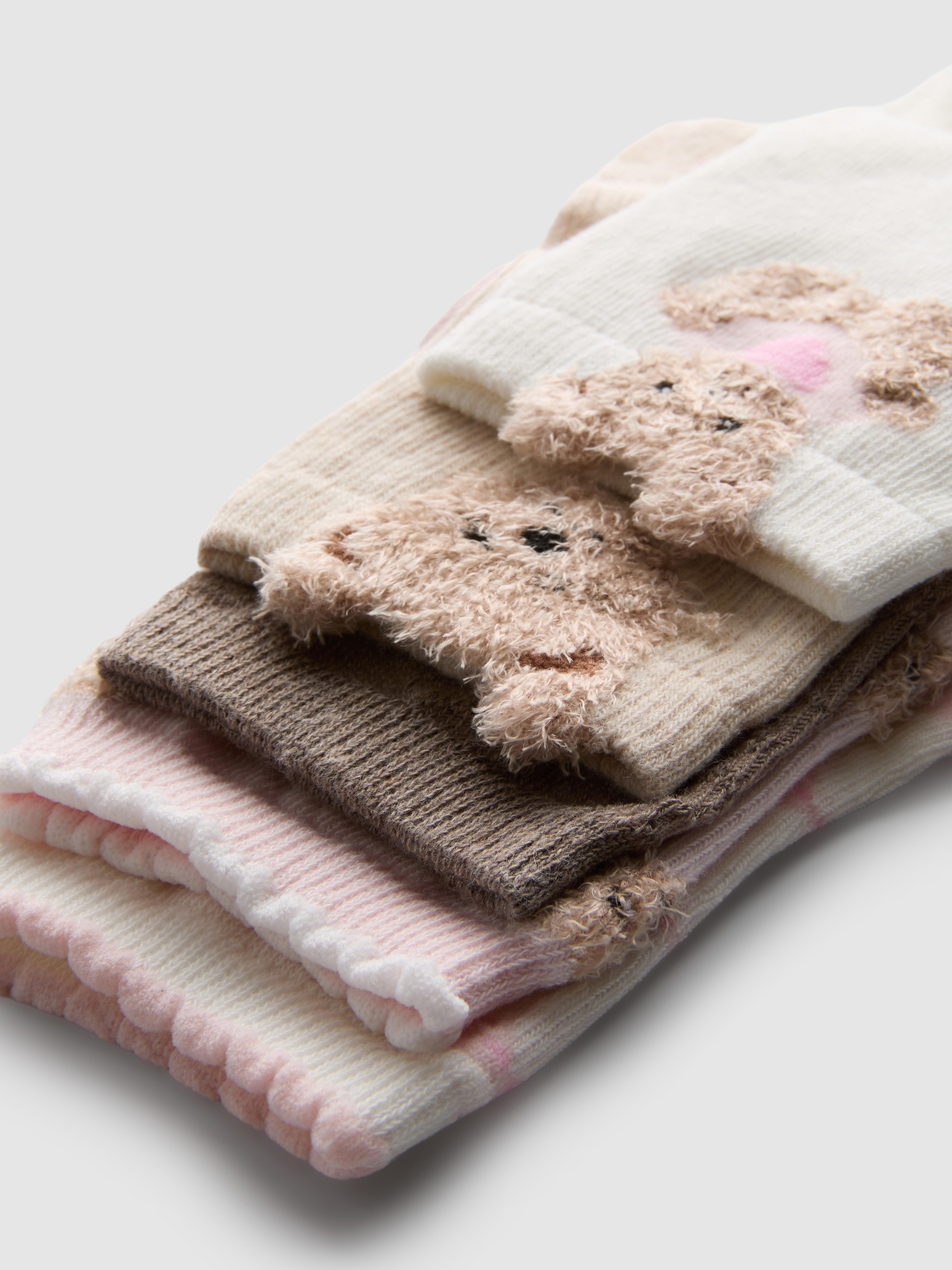 5pk Cotton-Rich Bear Quarter Crew Socks