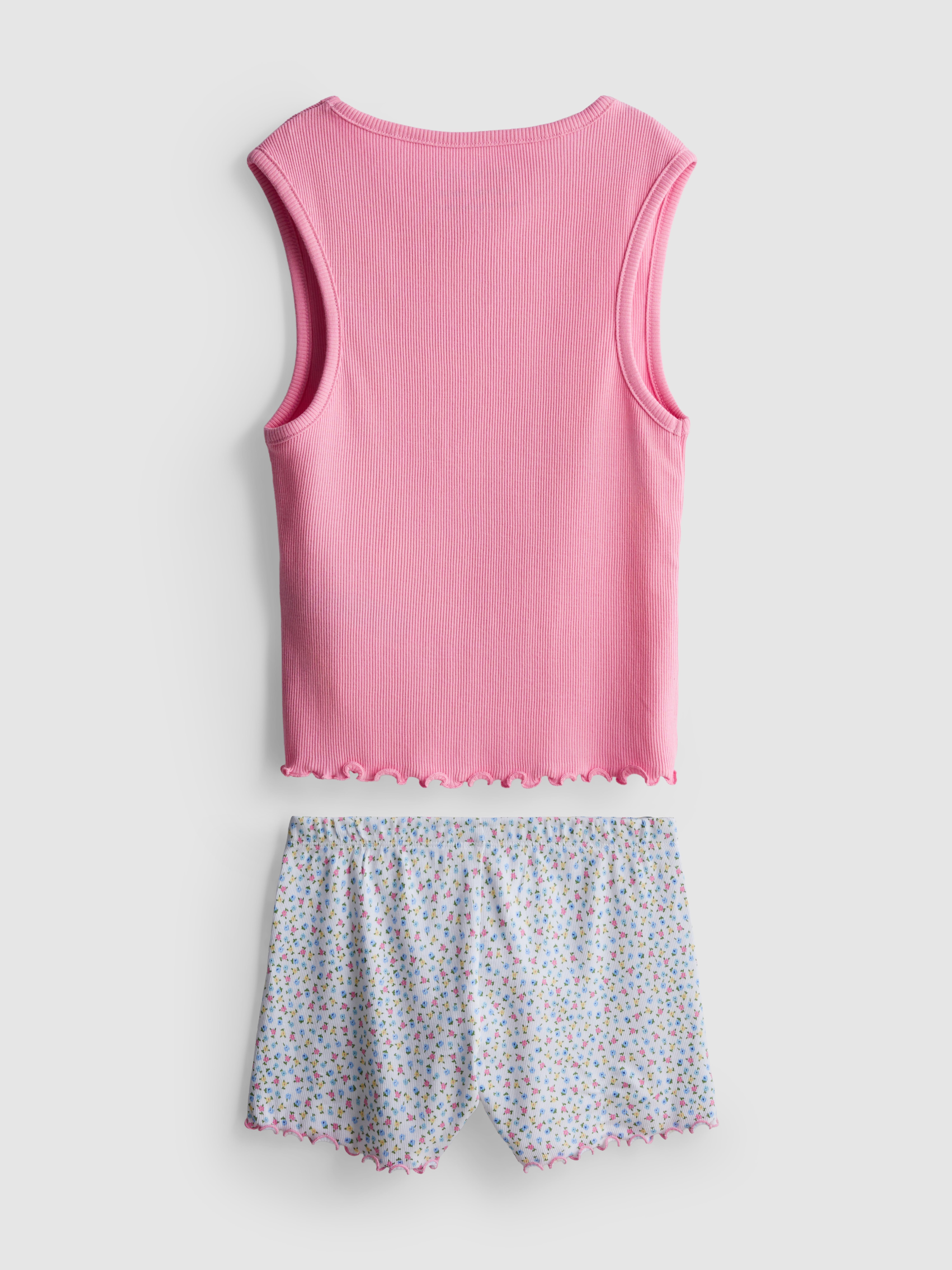 7-15yrs | Ribbed Floral Short Vest Pyjamas