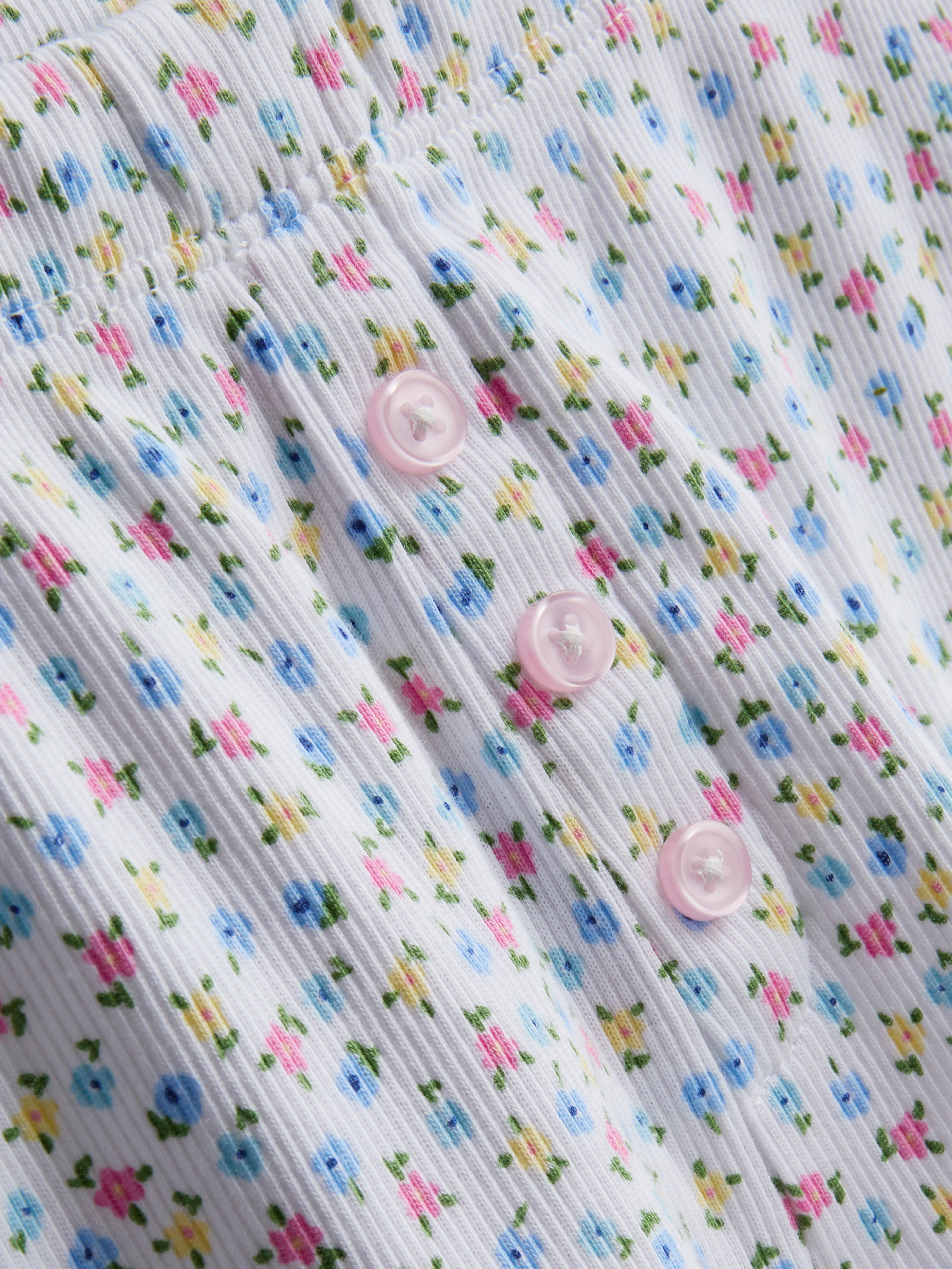 7-15yrs | Ribbed Floral Short Vest Pyjamas