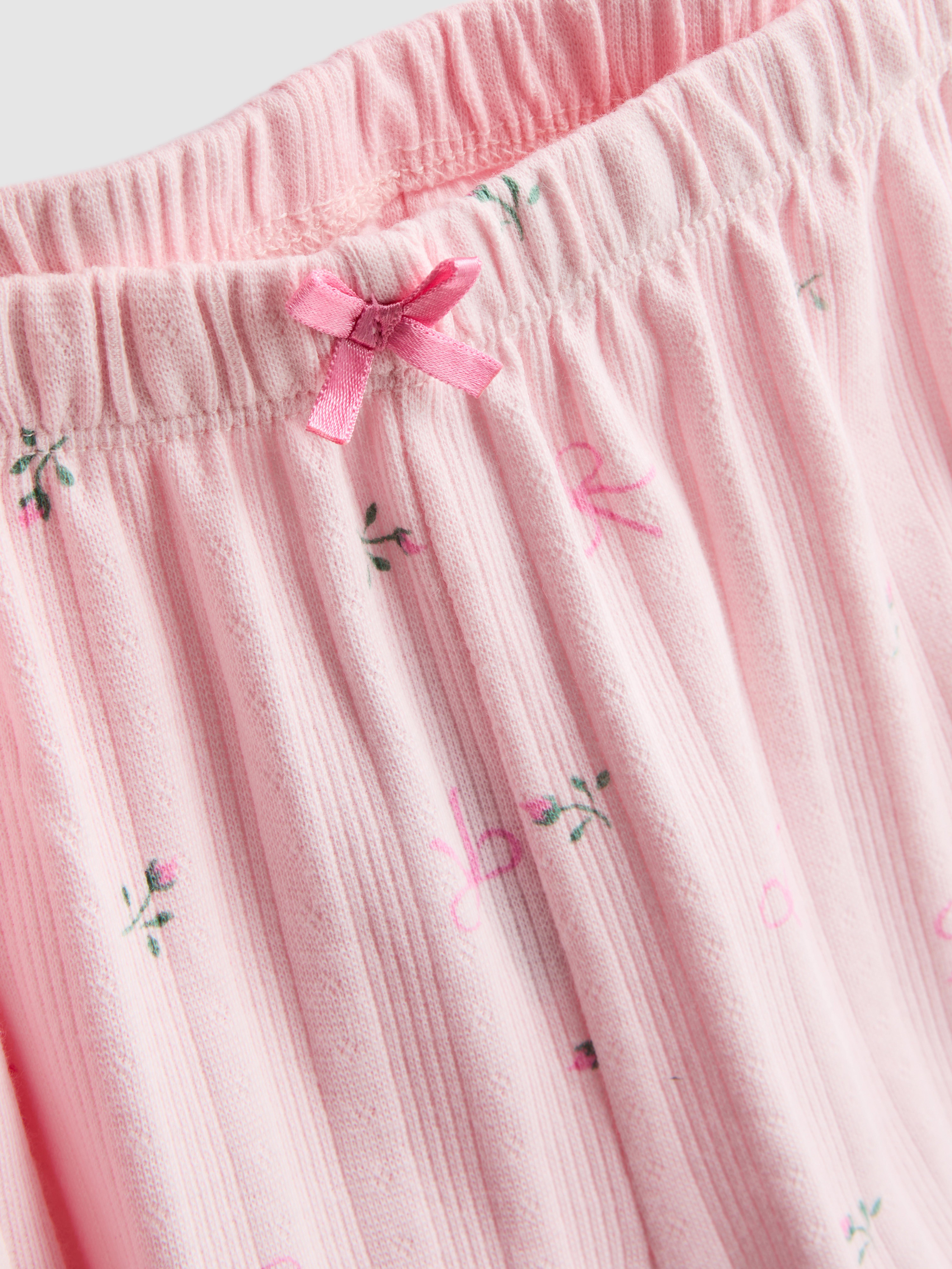 7-15 años | Pijama corto de pointelle con lazos