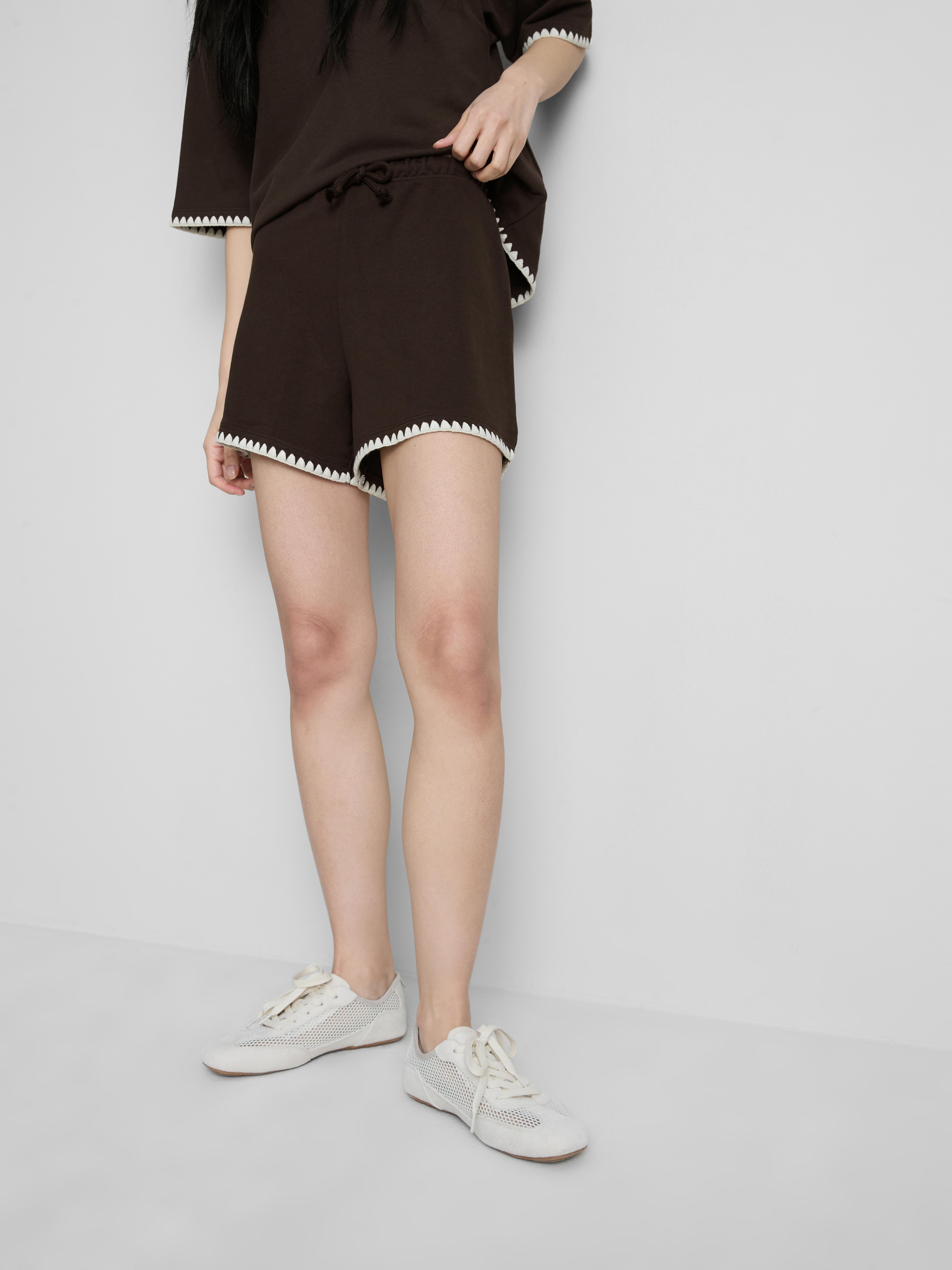 Cotton Rich Crochet Trim Shorts