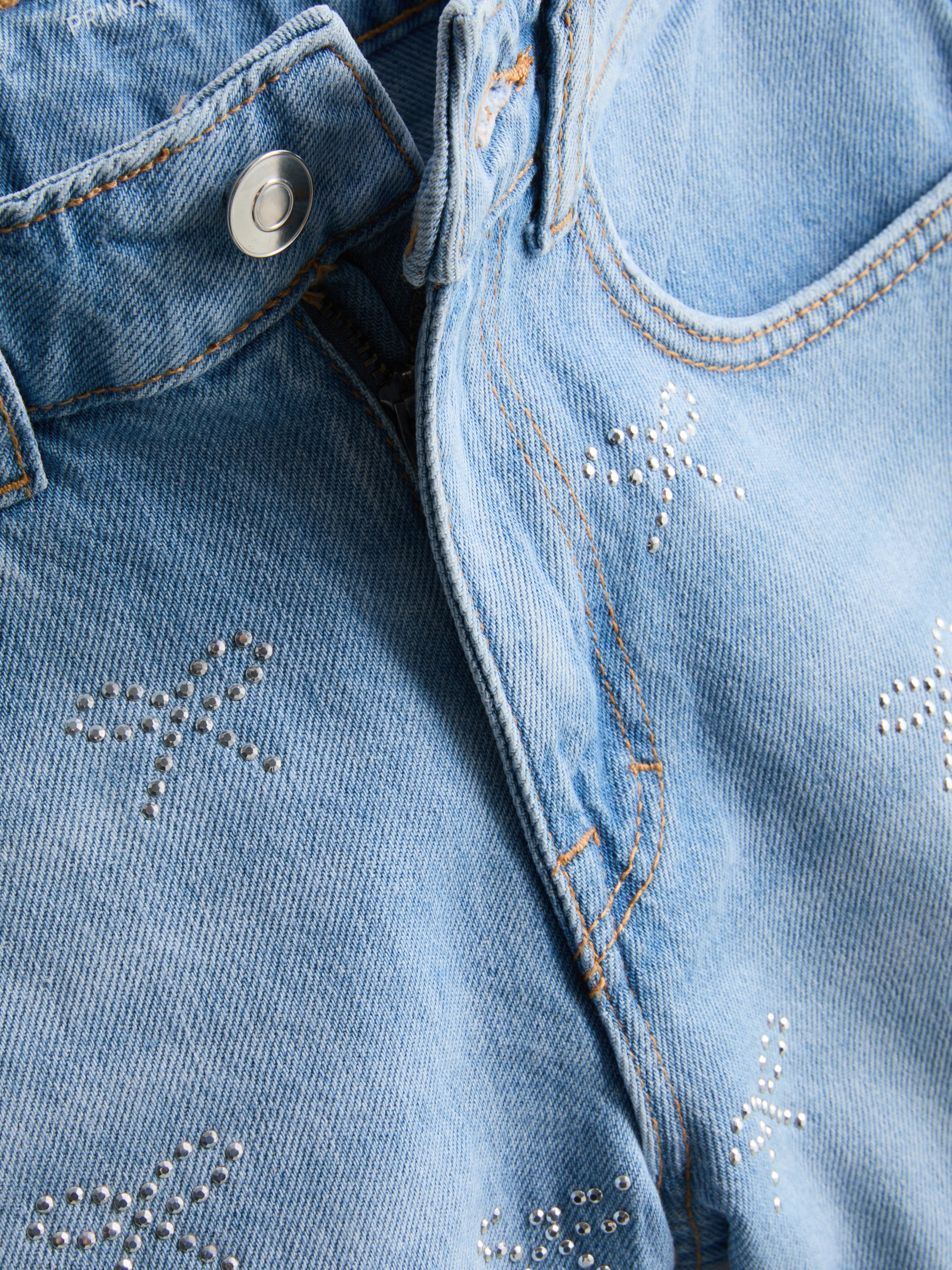 7-15yrs | Rhinestone Bow Denim Shorts
