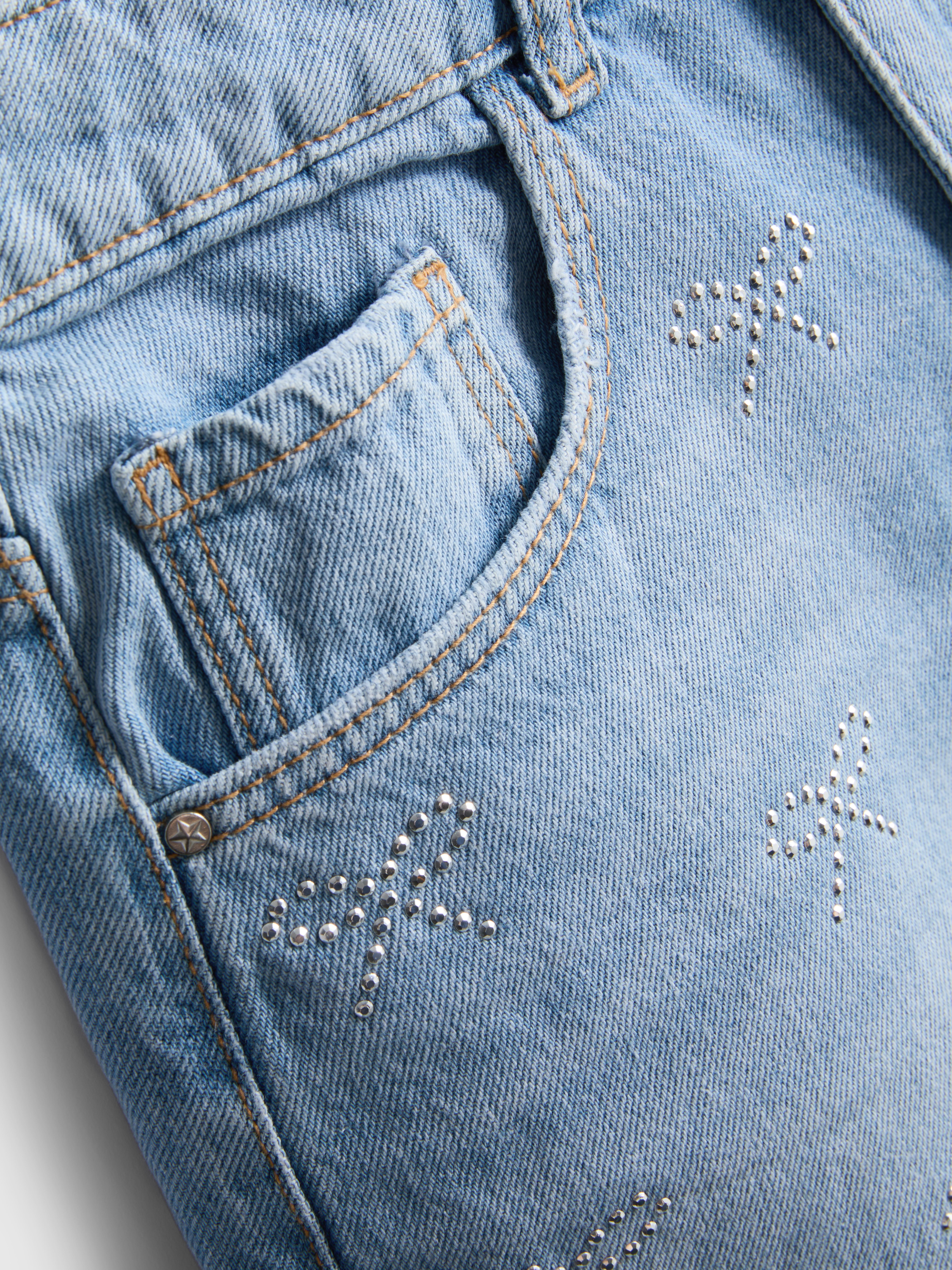 7-15yrs | Rhinestone Bow Denim Shorts