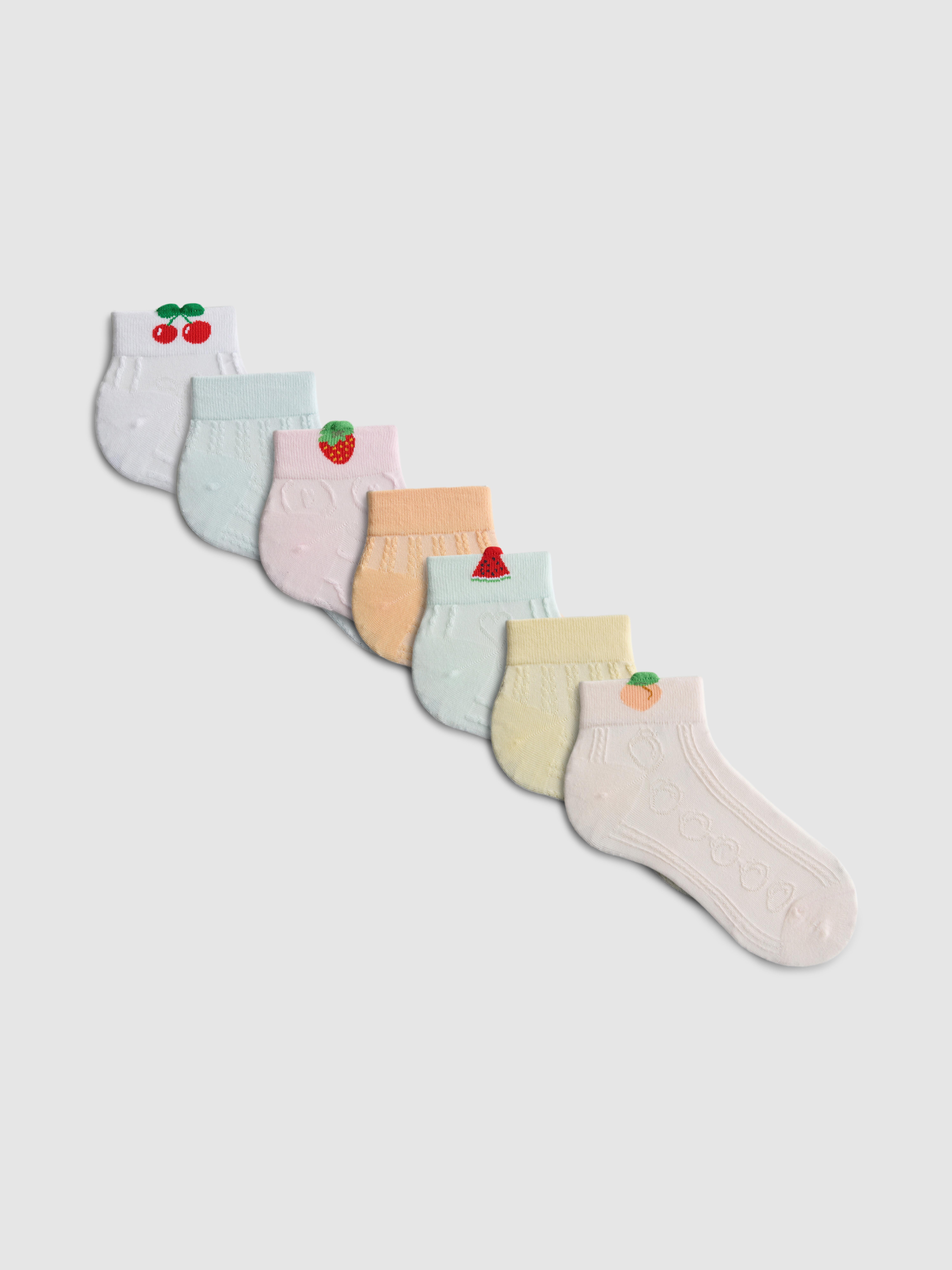 Lot de 7 paires de chaussettes courtes à motifs fruits