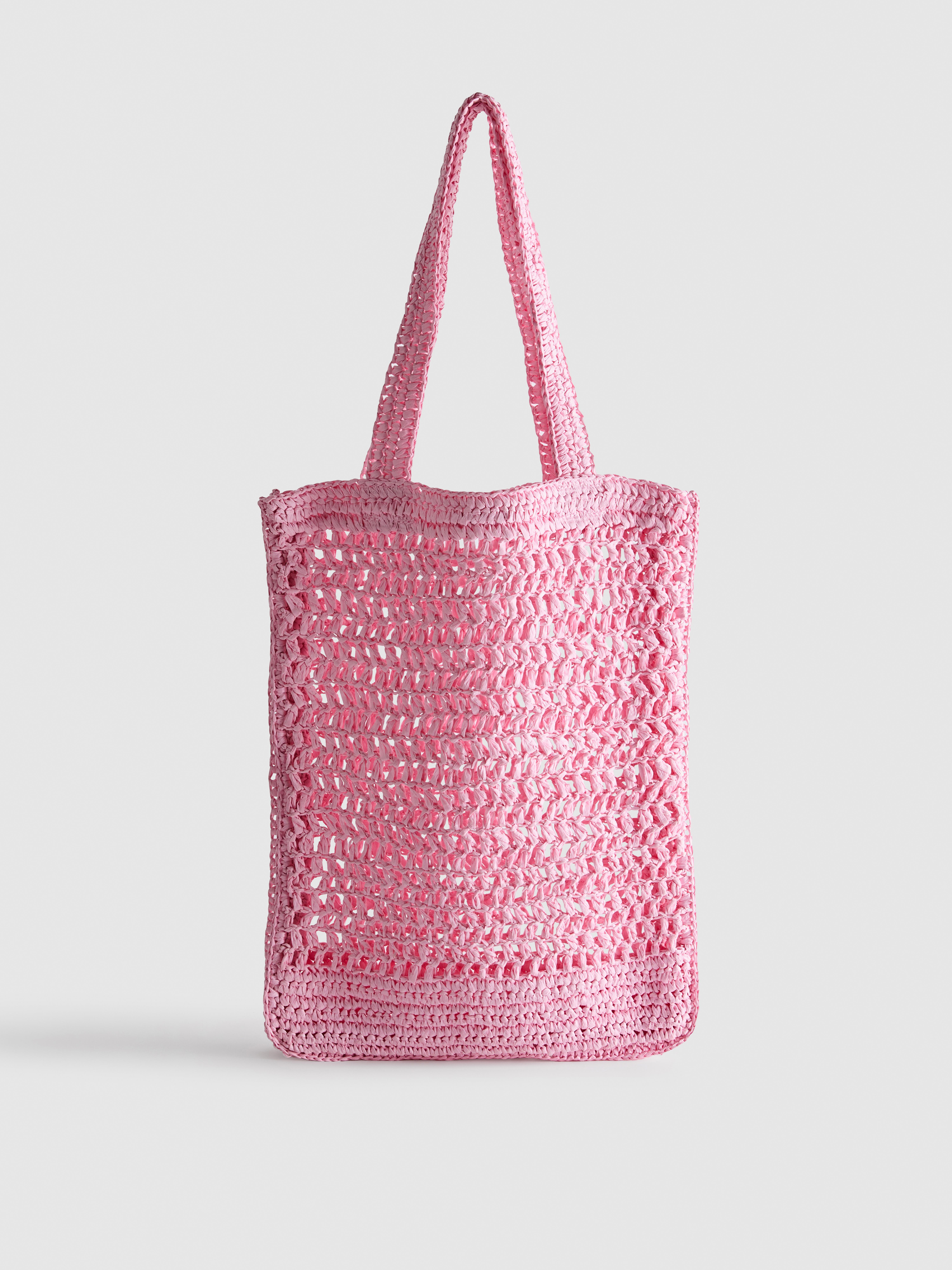 Square Straw Shopper Bag Pink