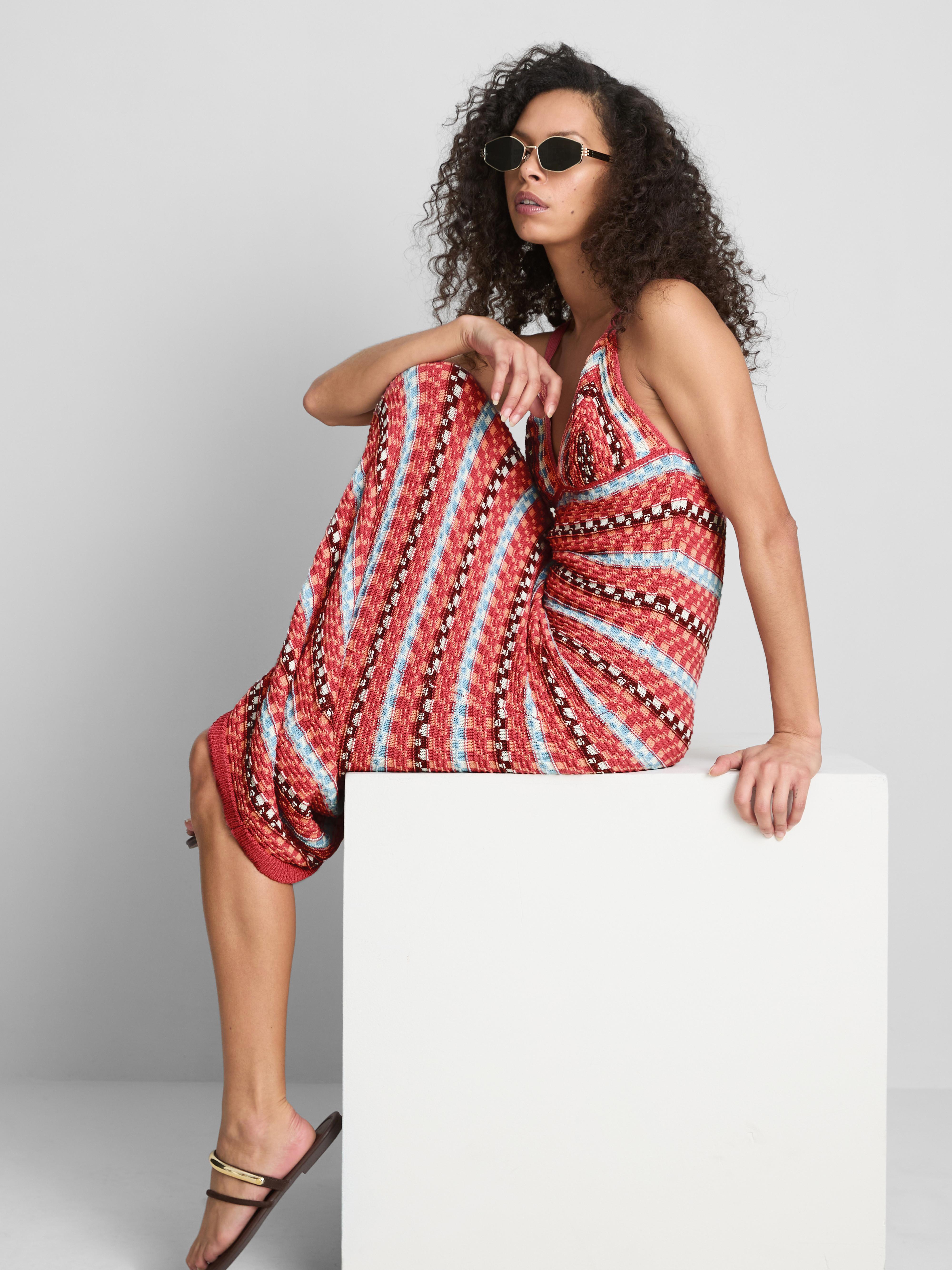 Paula Echevarría Crochet V-Neck Maxi Dress