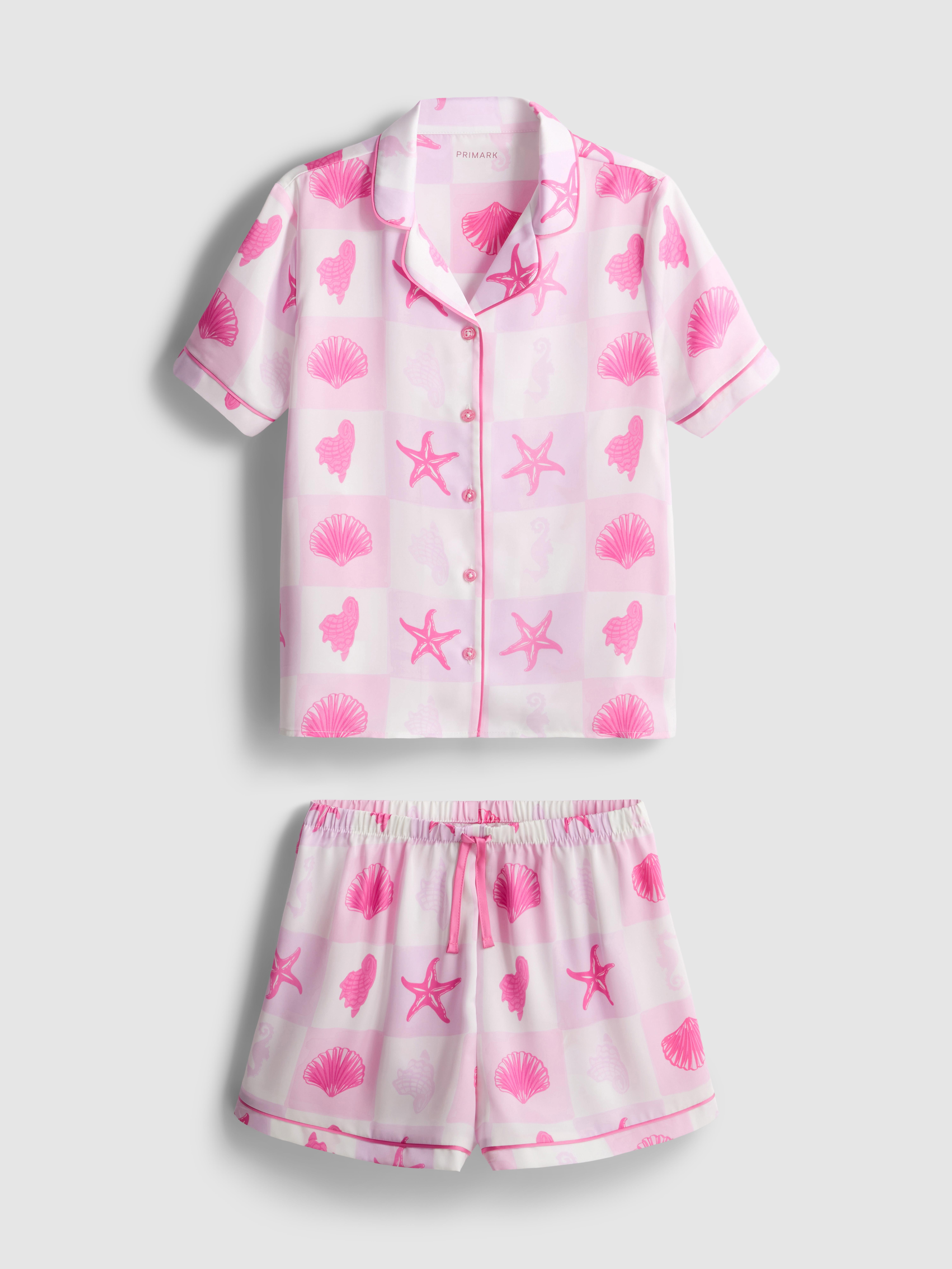5-15yrs | Shell Graphic Satin Short Shirt Pyjamas