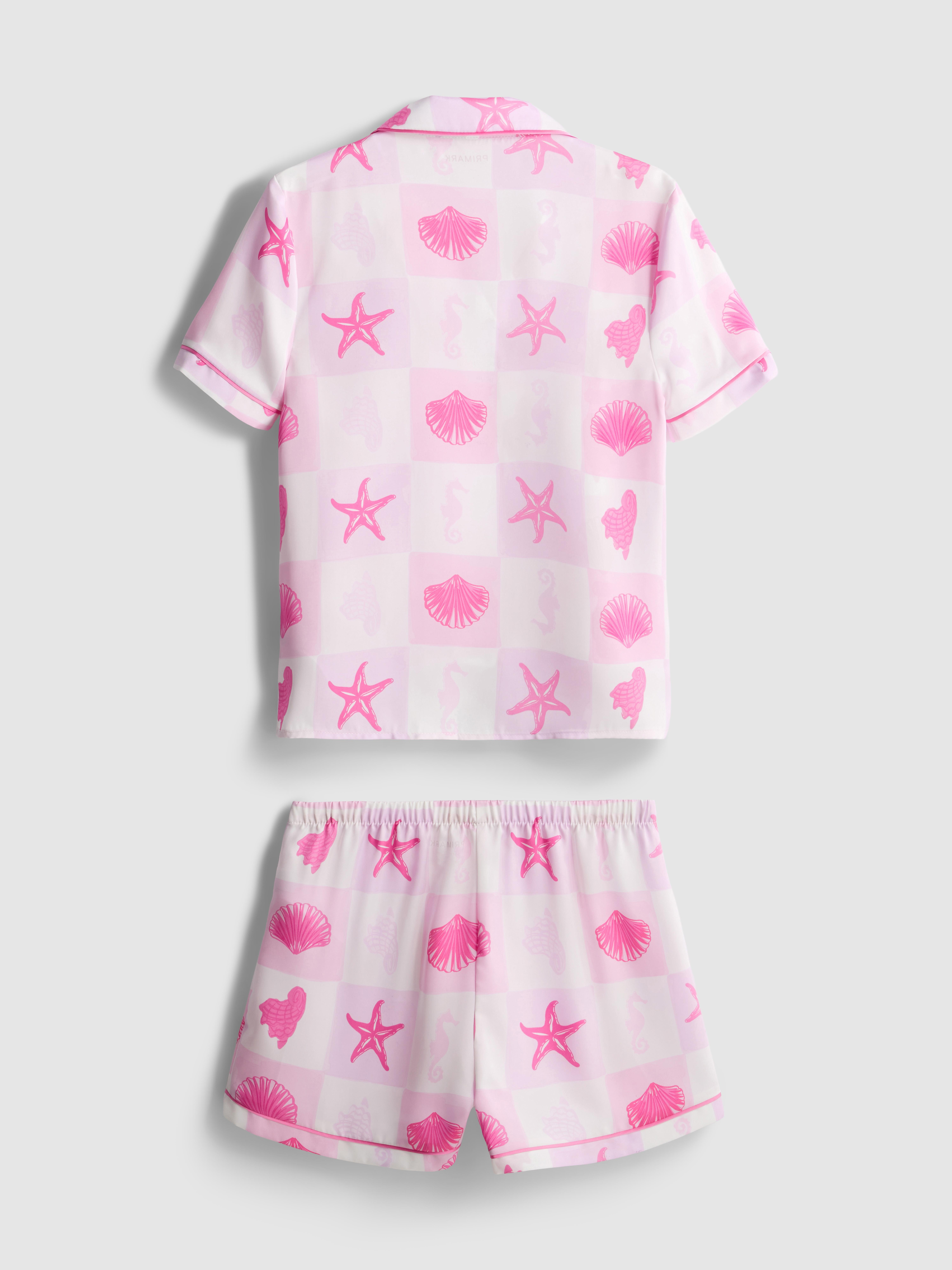 5-15yrs | Shell Graphic Satin Short Shirt Pyjamas