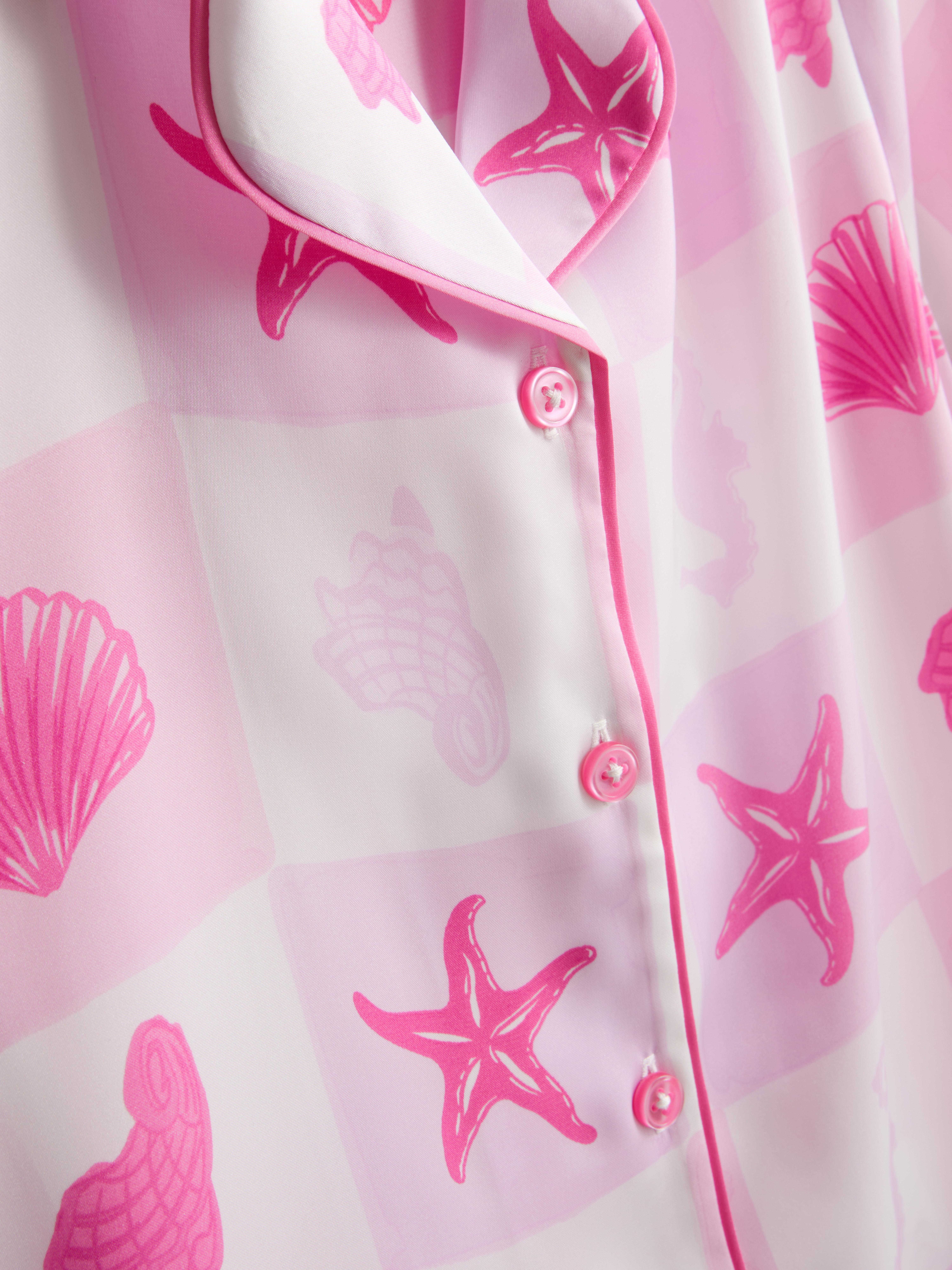 5-15yrs | Shell Graphic Satin Short Shirt Pyjamas