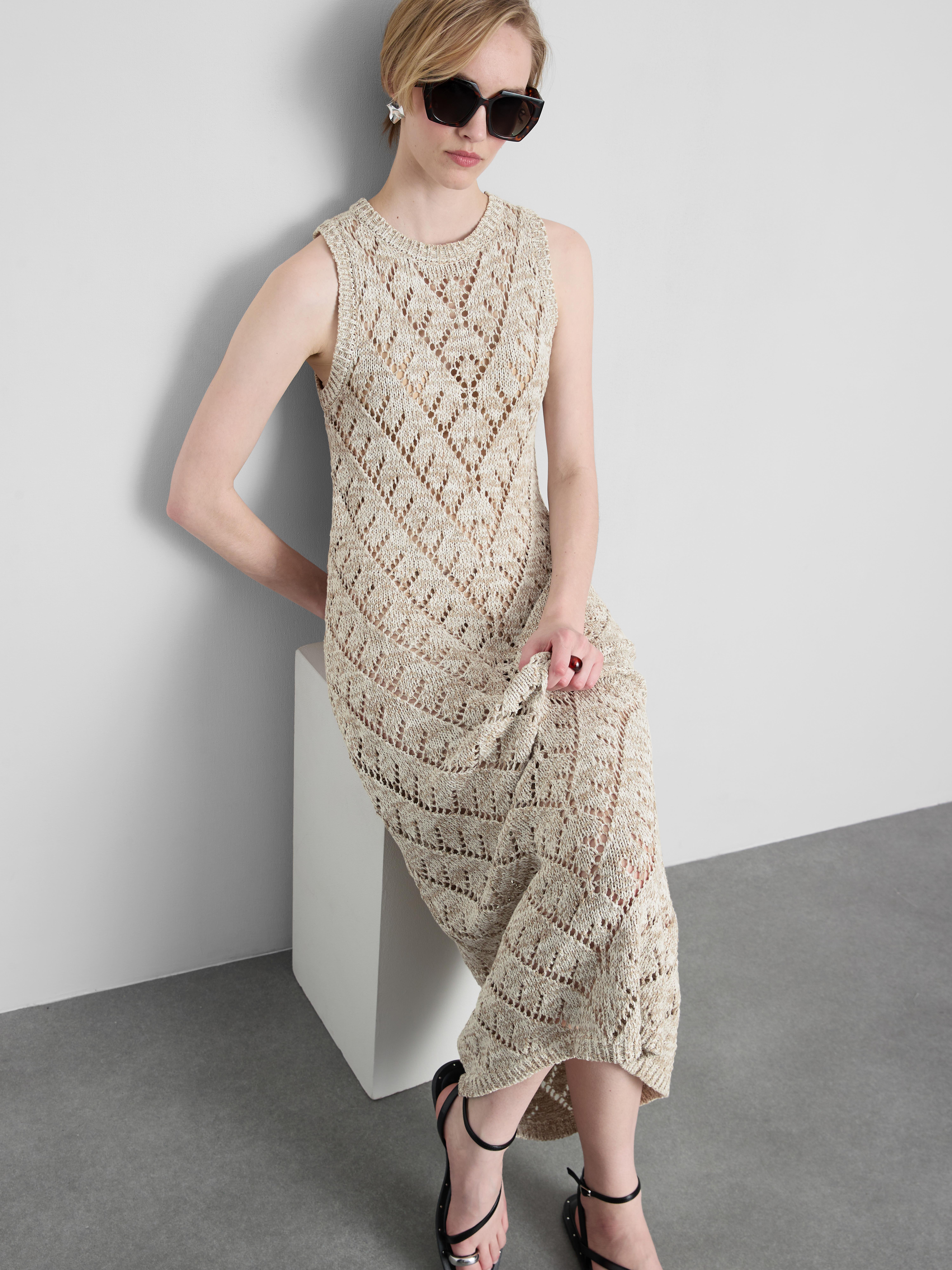 Geometric Crochet Maxi Dress