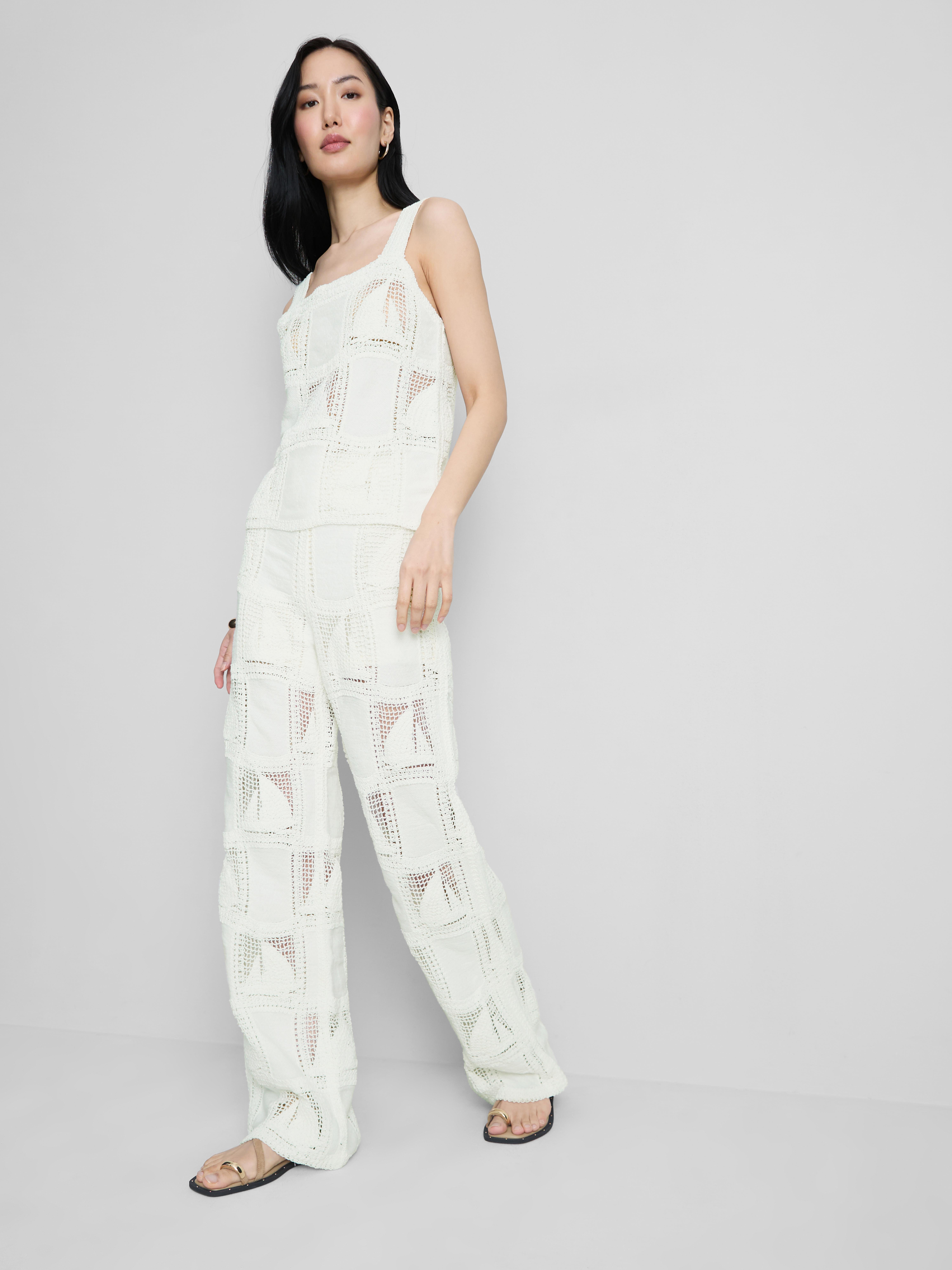 Women's Ivory Cotton Rich Crochet Straight Leg Pants | Primark