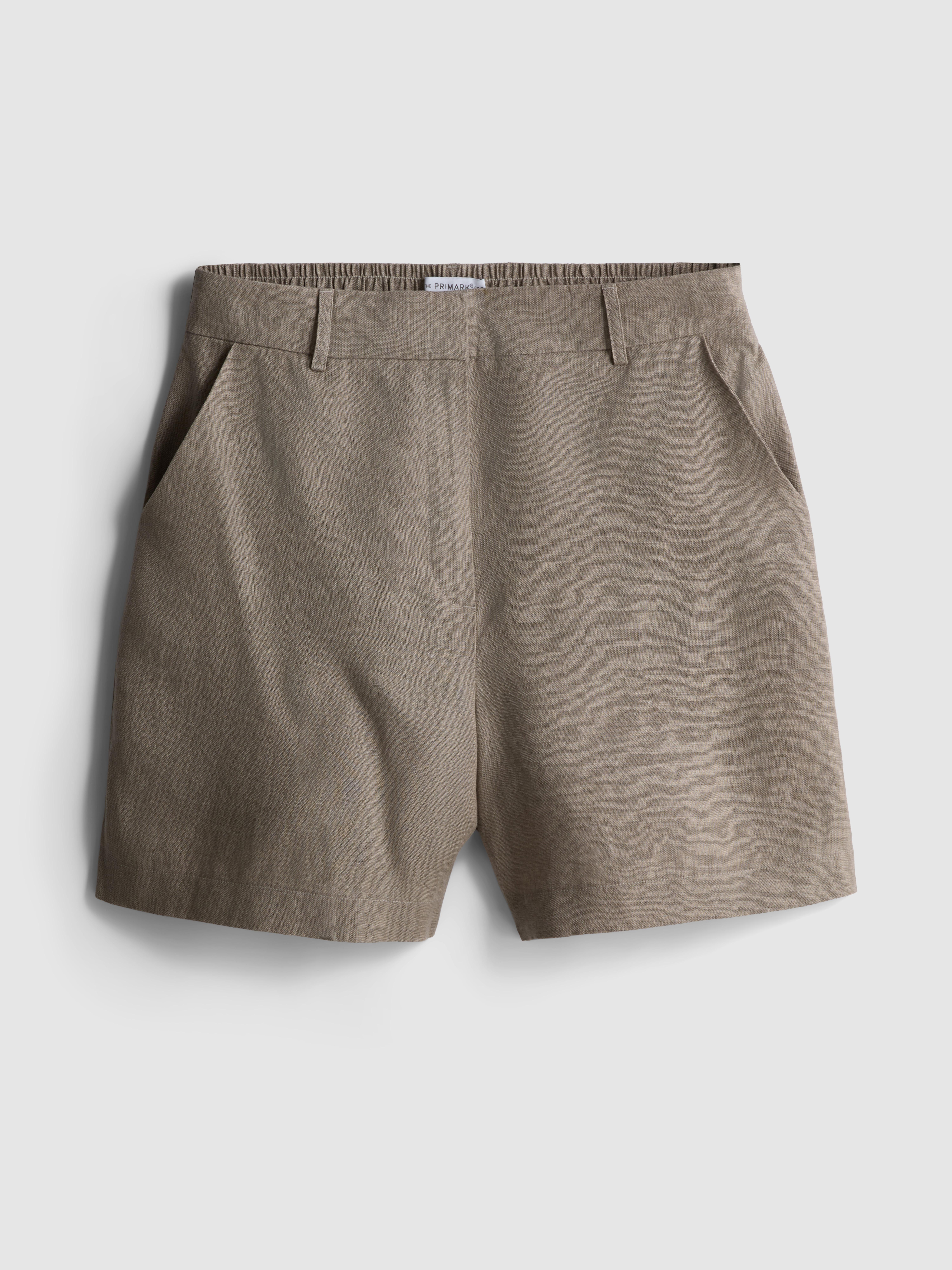 Klassische „The Edit“ Leinen-Shorts Taupefarben