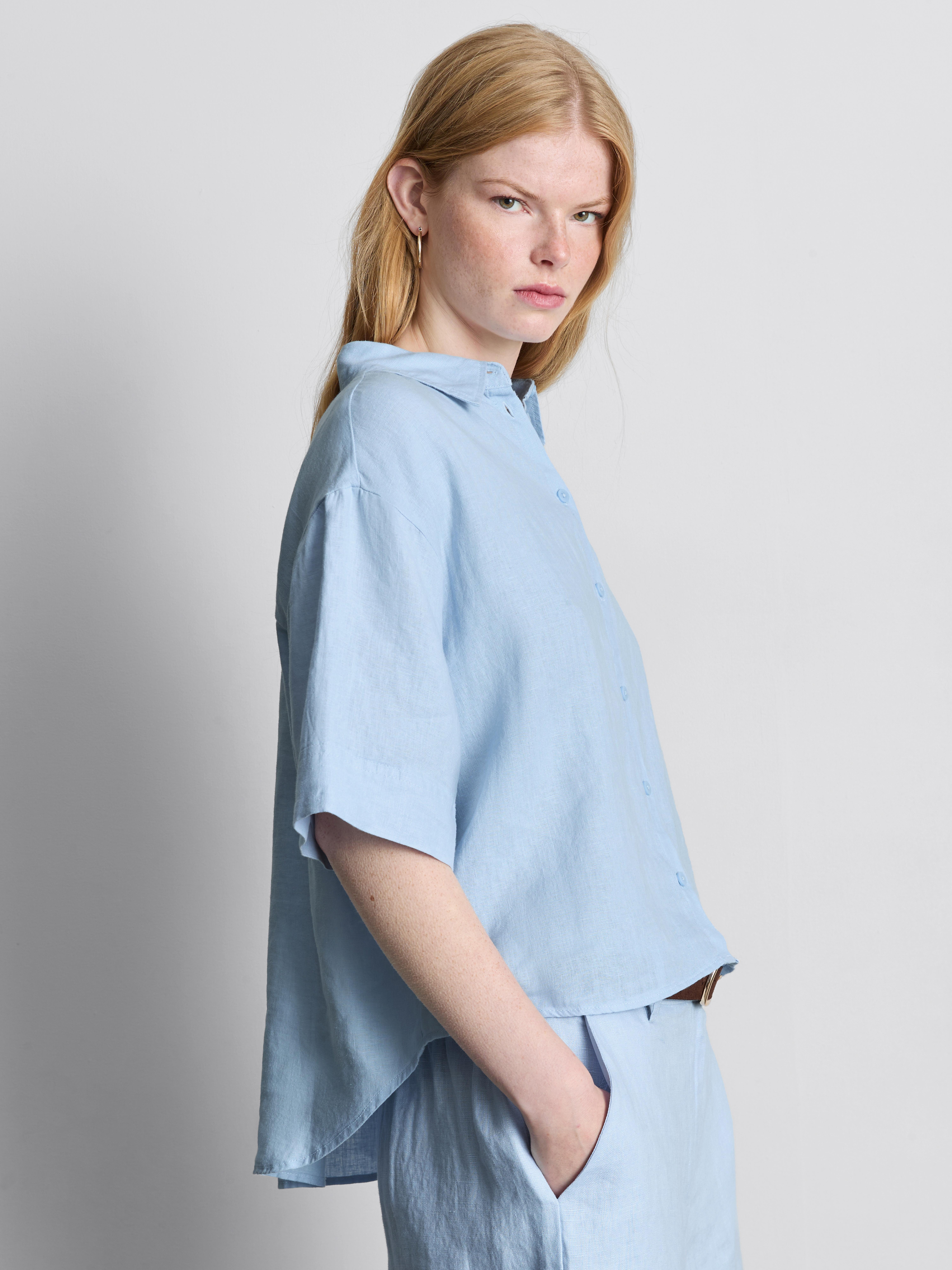 The Edit Pure Linen Cropped Shirt